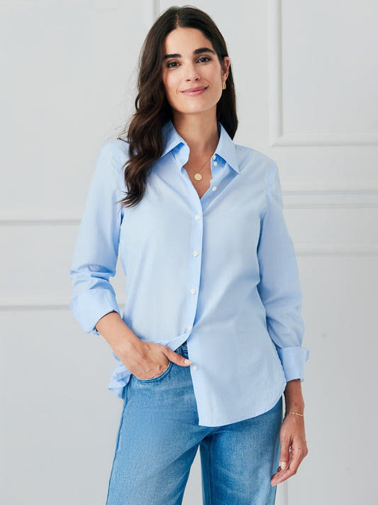 J.McLaughlin Sloane shirt in spring blue made with cotton.
