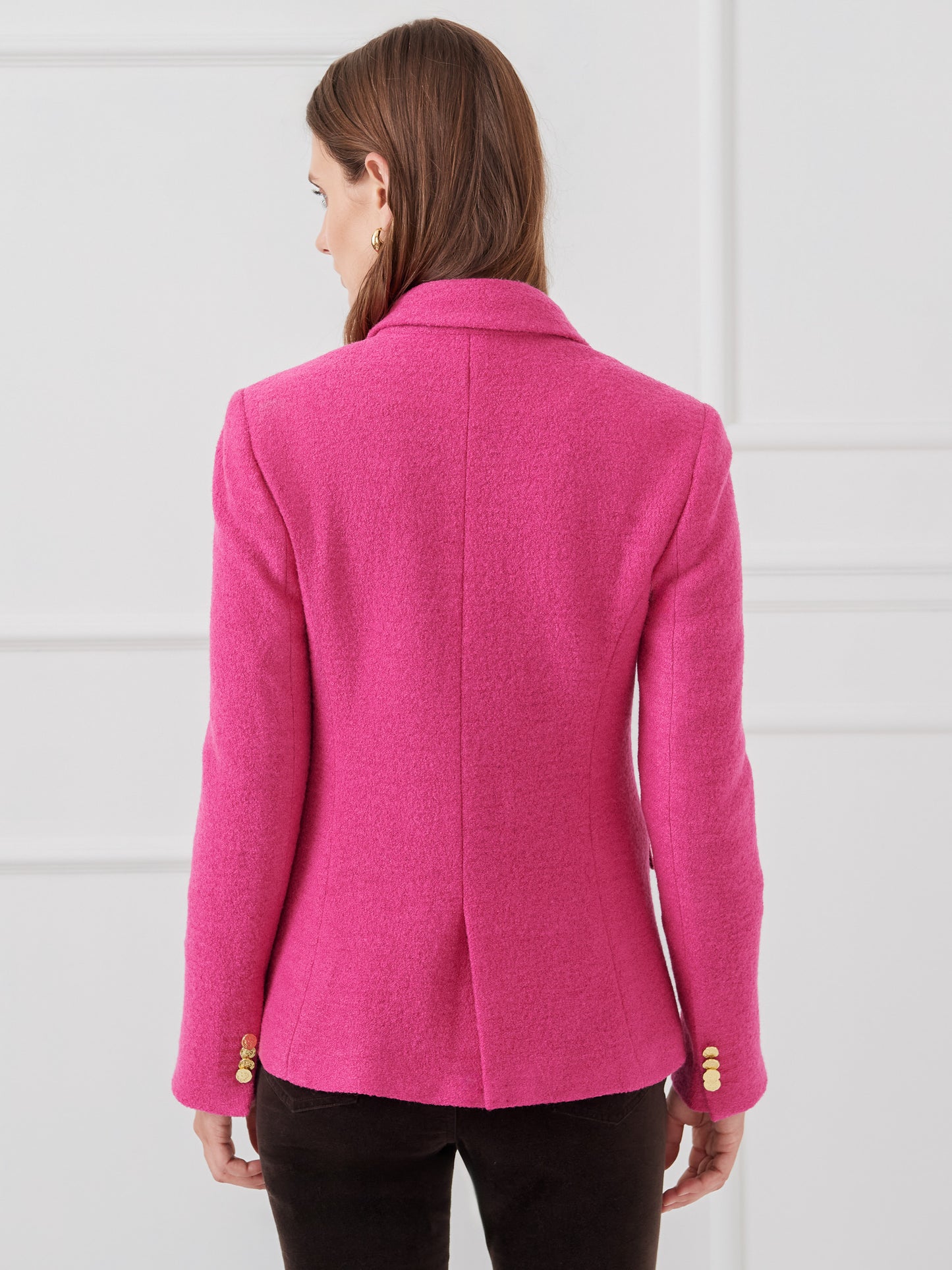 J.McLaughlin Genevieve blazer in fucshia made with wool boucle.