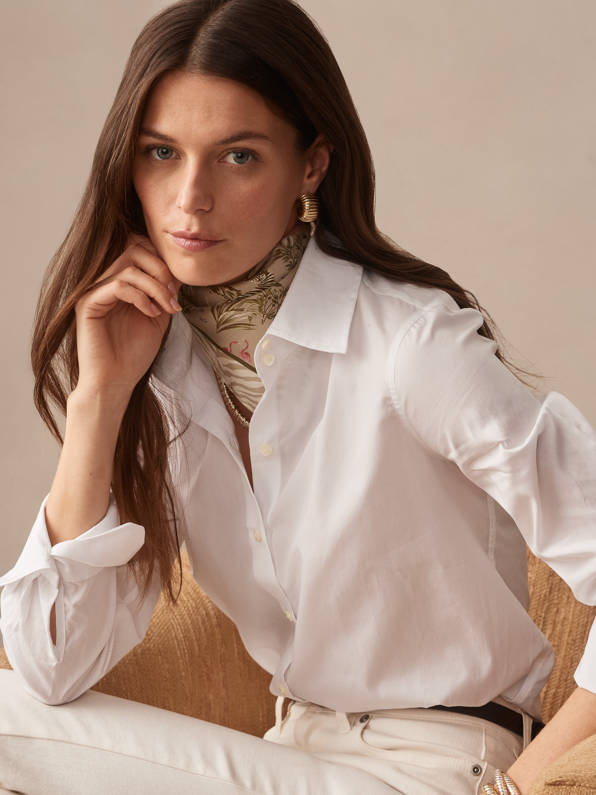 J.McLaughlin Sloane shirt in white made with cotton