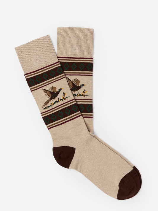 J.McLaughlin Duck sock in beige/multi made with cotton. 