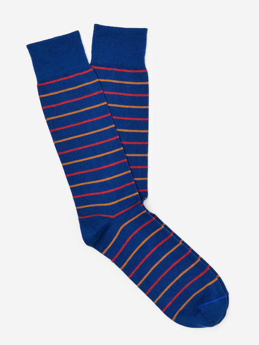 J.McLaughlin socks in royal blue/red/gold made with cotton.