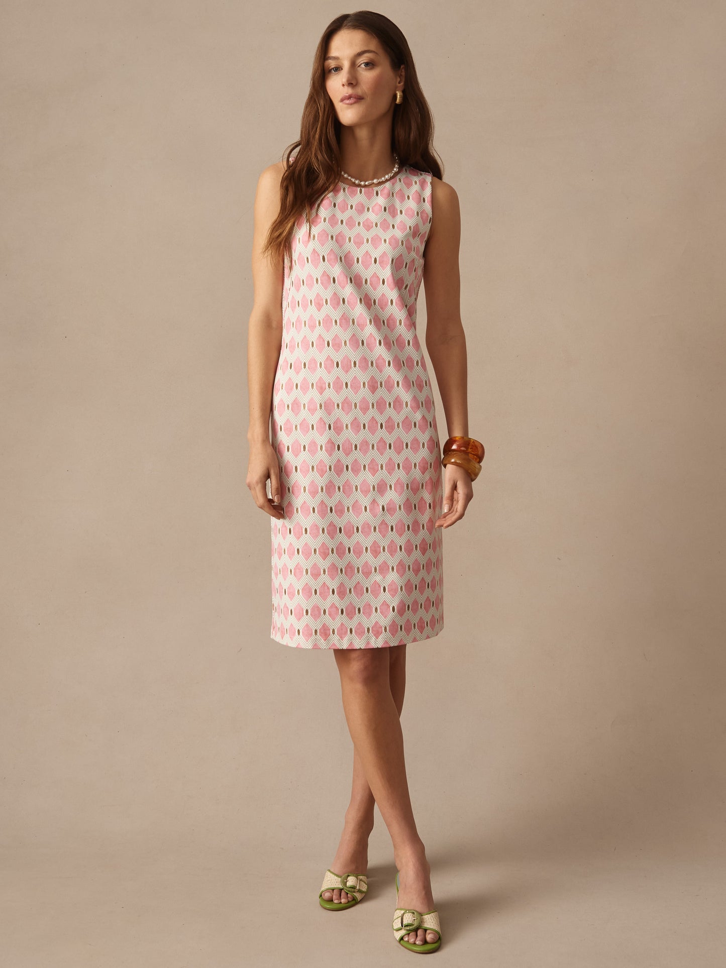 J.McLaughlin Sophia dress in pink/tan made with catalina cloth. 