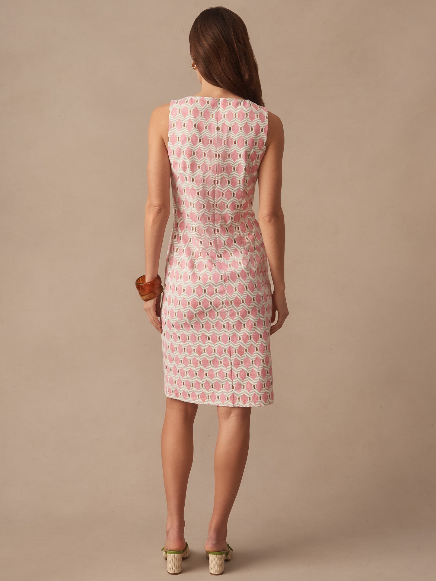 J.McLaughlin Sophia dress in pink/tan made with catalina cloth. 