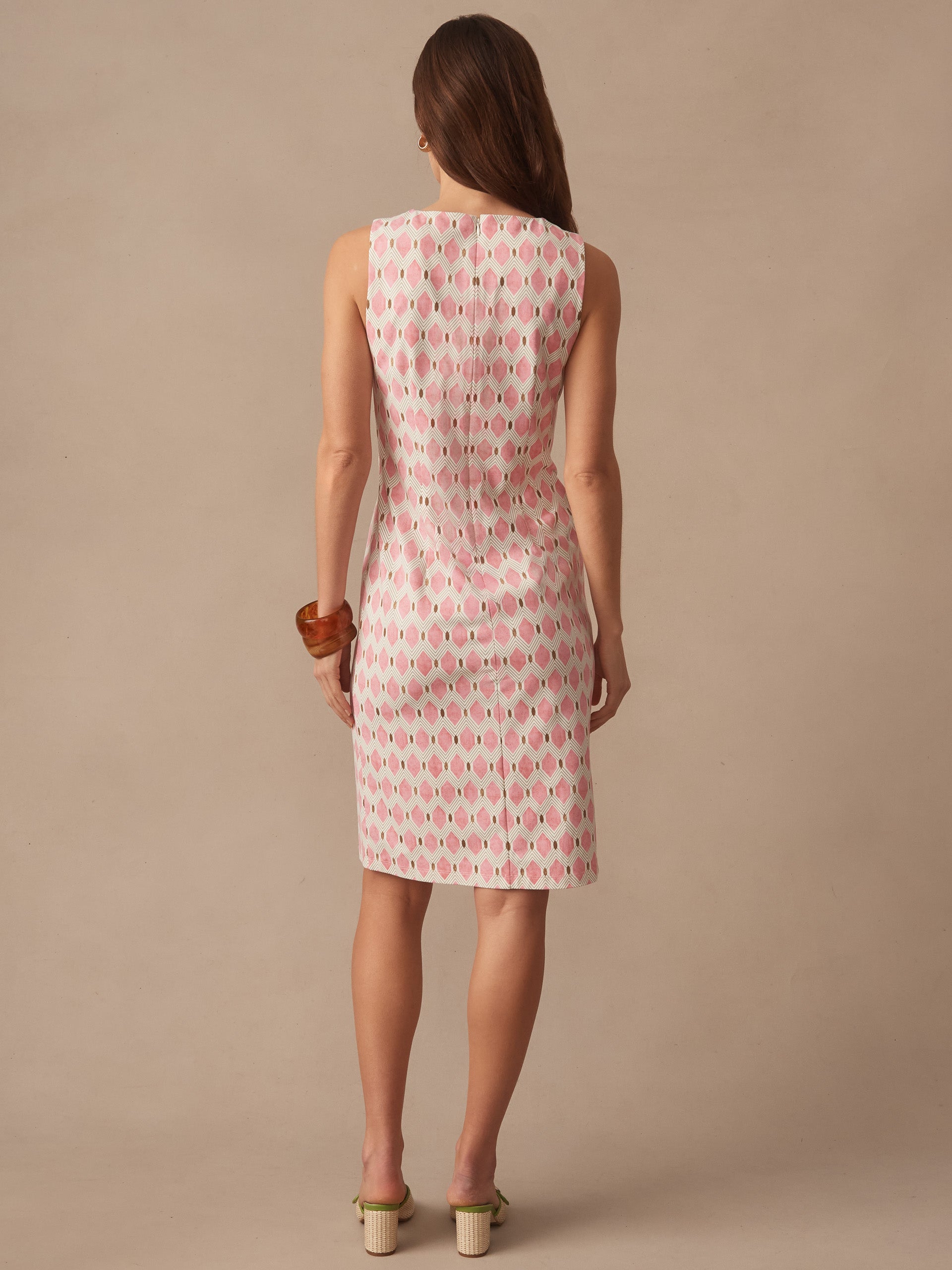 J.McLaughlin Sophia dress in pink/tan made with catalina cloth. 