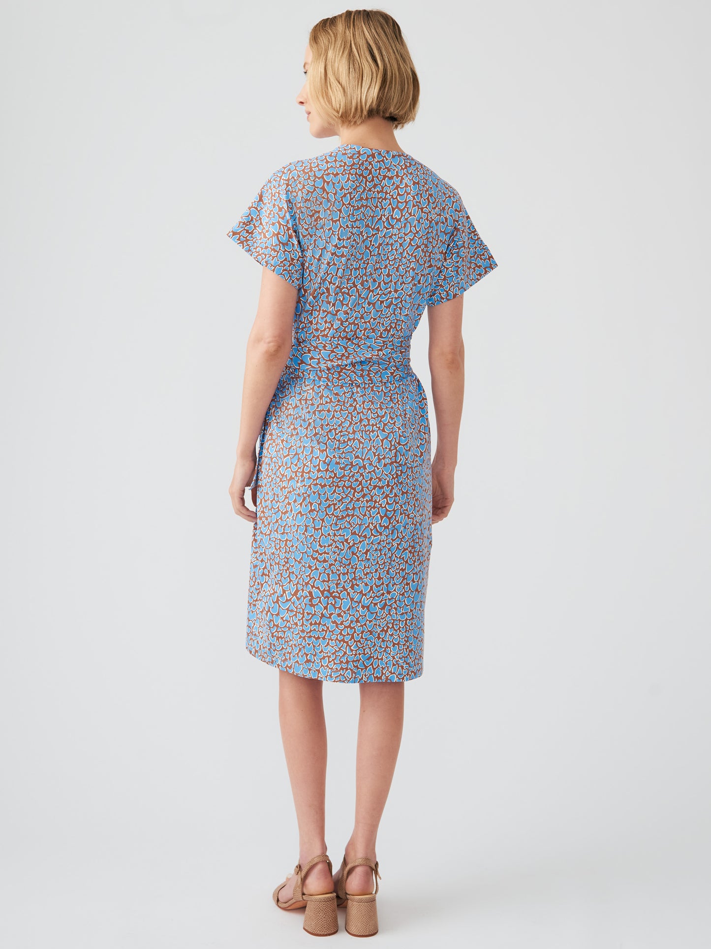J.McLaughlin Soraya dress in cocoa brown/sky blue made with Catalina cloth.