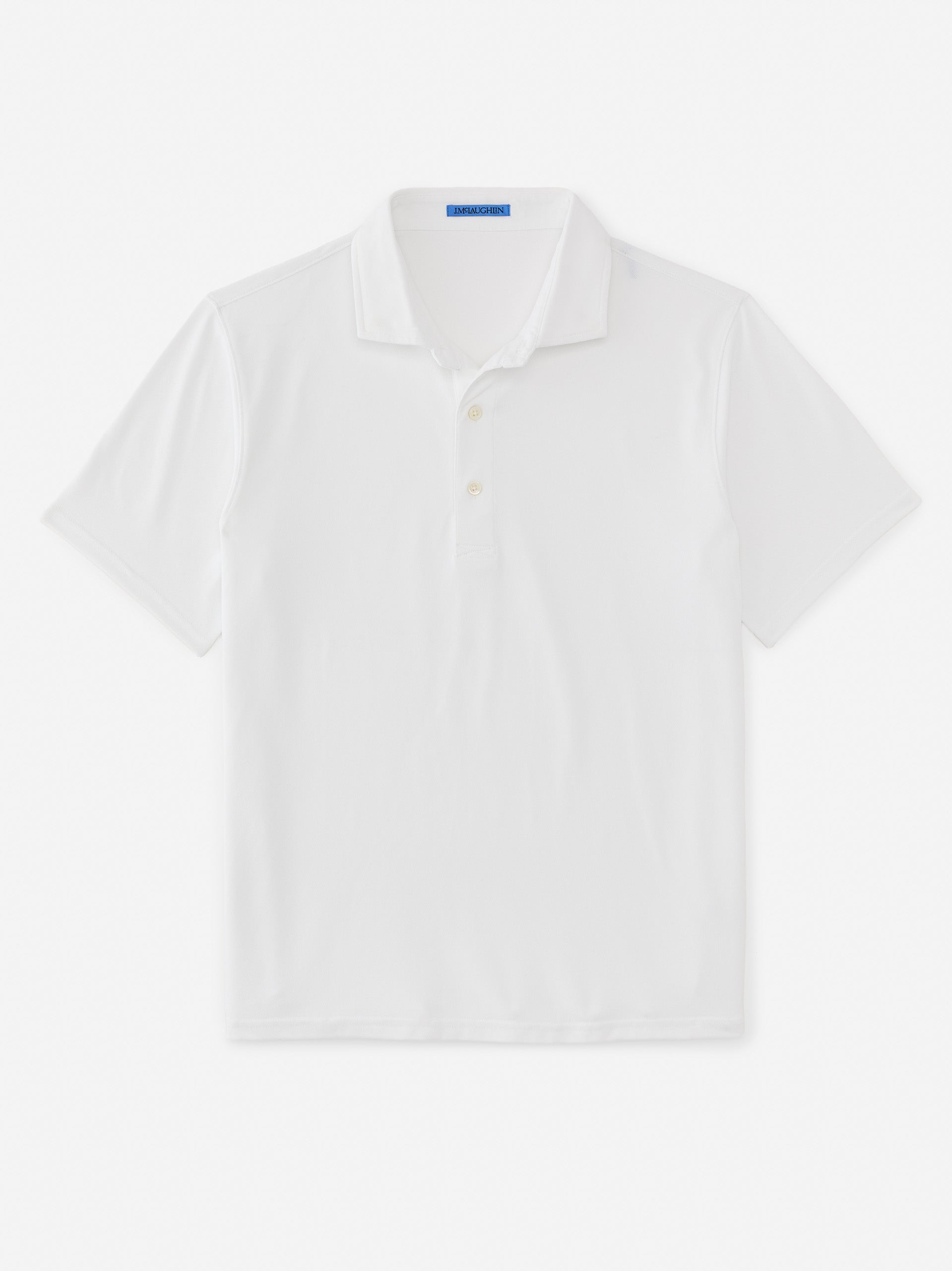 J.McLaughlin Springer performance polo in white made with polyester/spandex