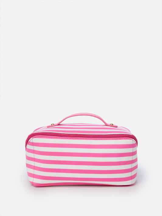 J.McLaughlin Stash cosmetic bag in white/pink made with nylon/spandex.