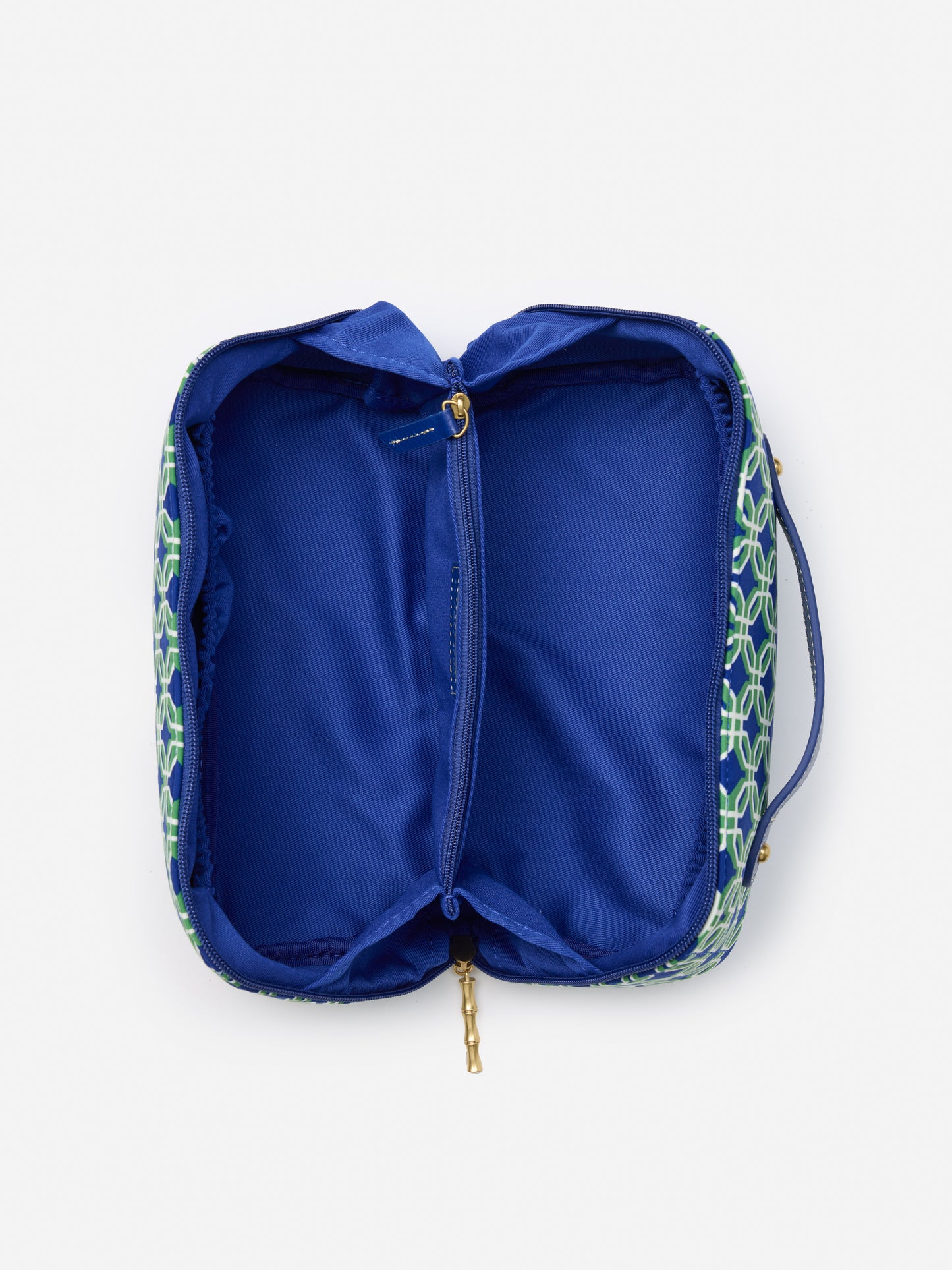 J.McLaughlin Stash cosmetic bag in  blue/green made with nylon.