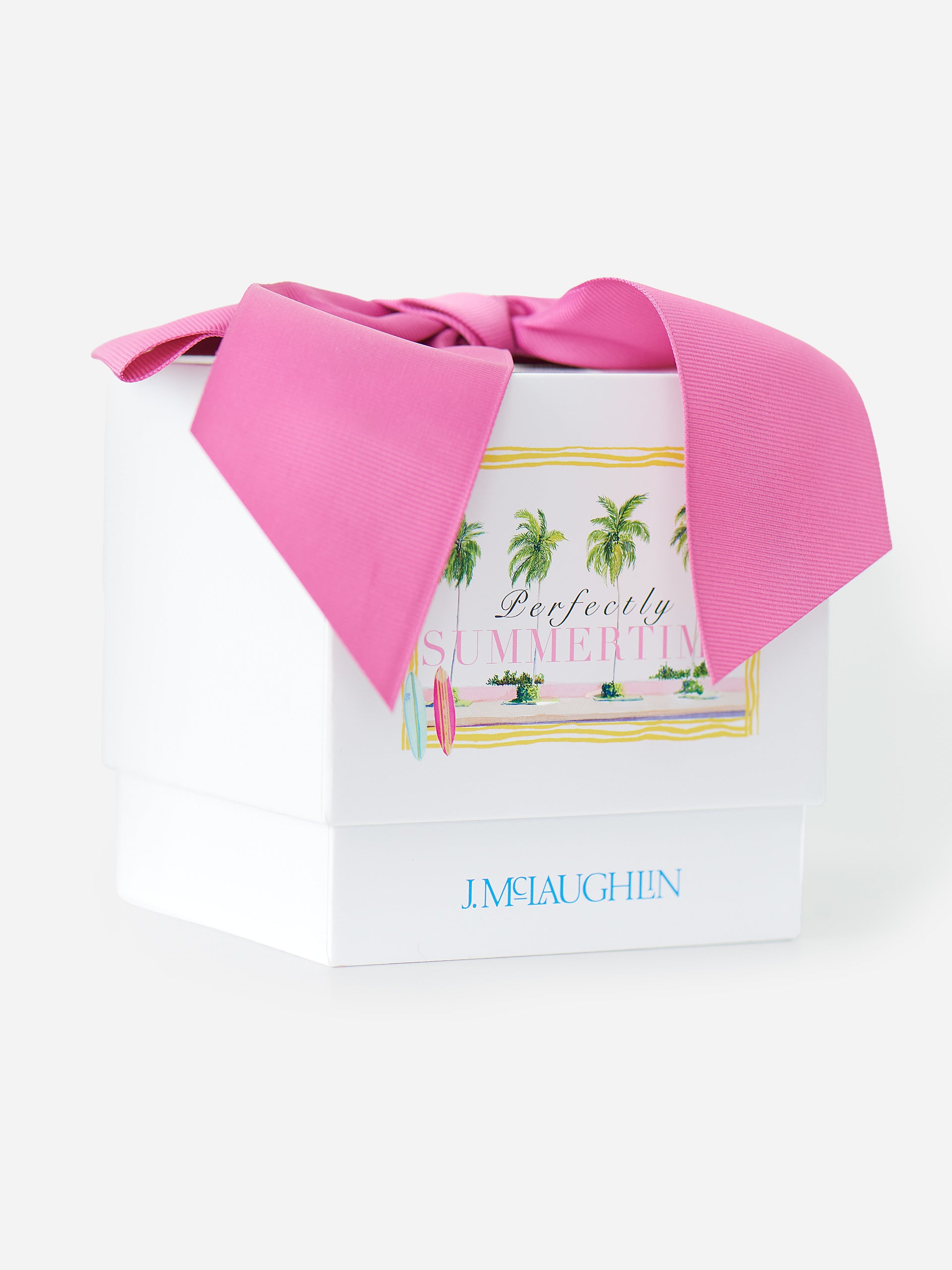 J.McLaughlin Candle in white made with a cotton wick and non toxic wax. 