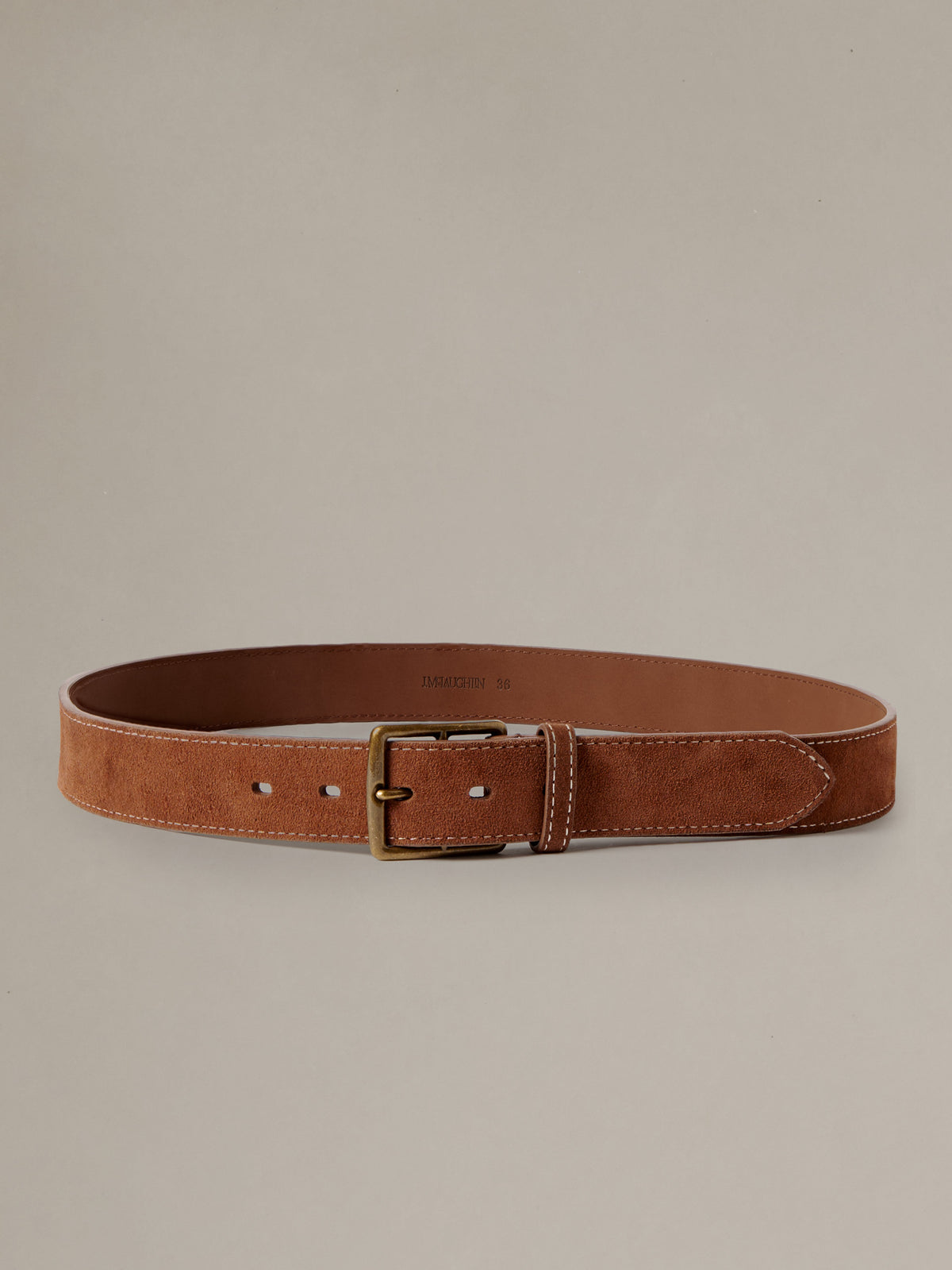 Suede Belt in brown suede with a brass buckle by J.McLaughlin
