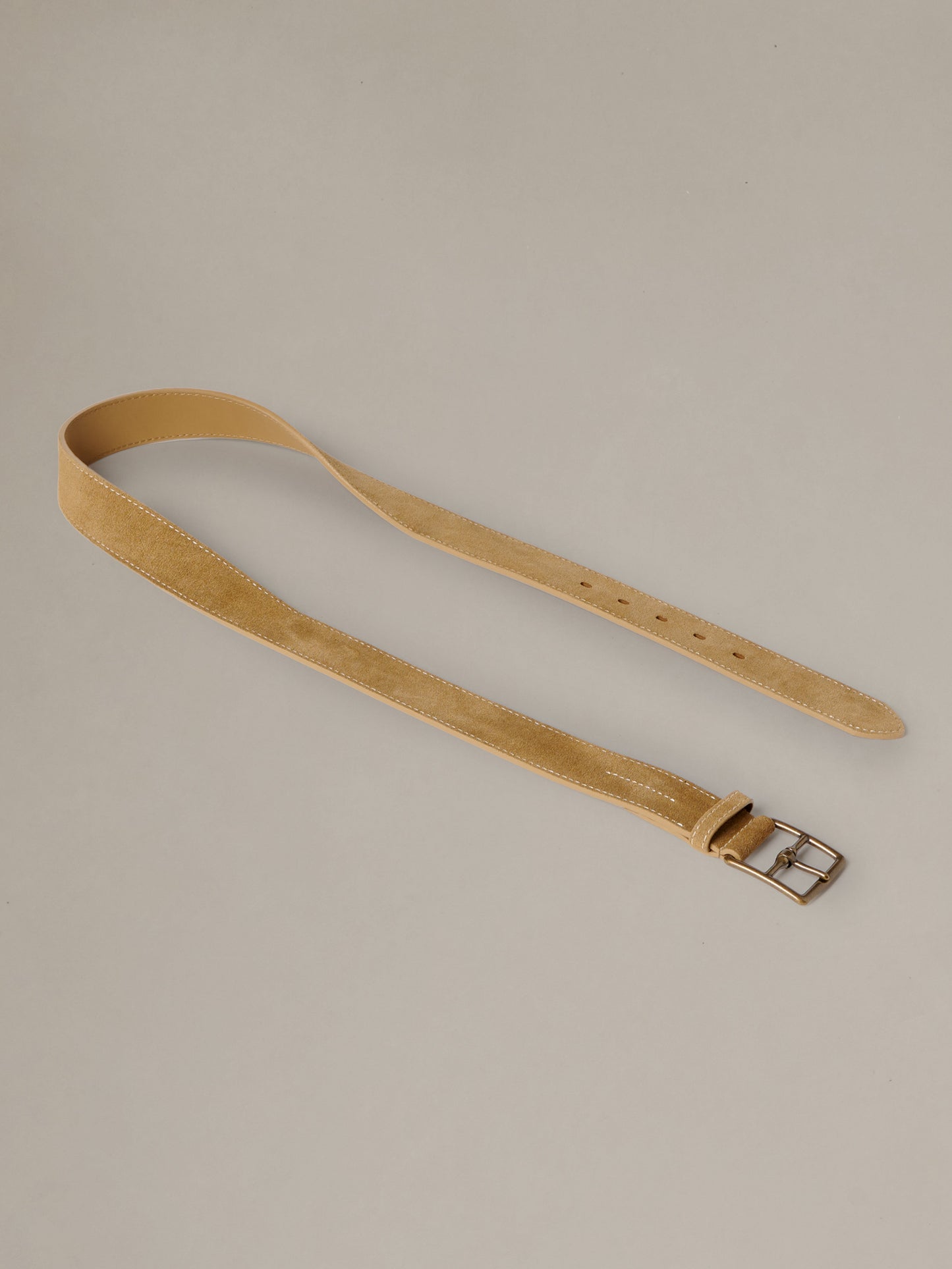Suede Belt by J.McLaughlin in soft tan suede with a silver buckle for effortless everyday style and timeless appeal