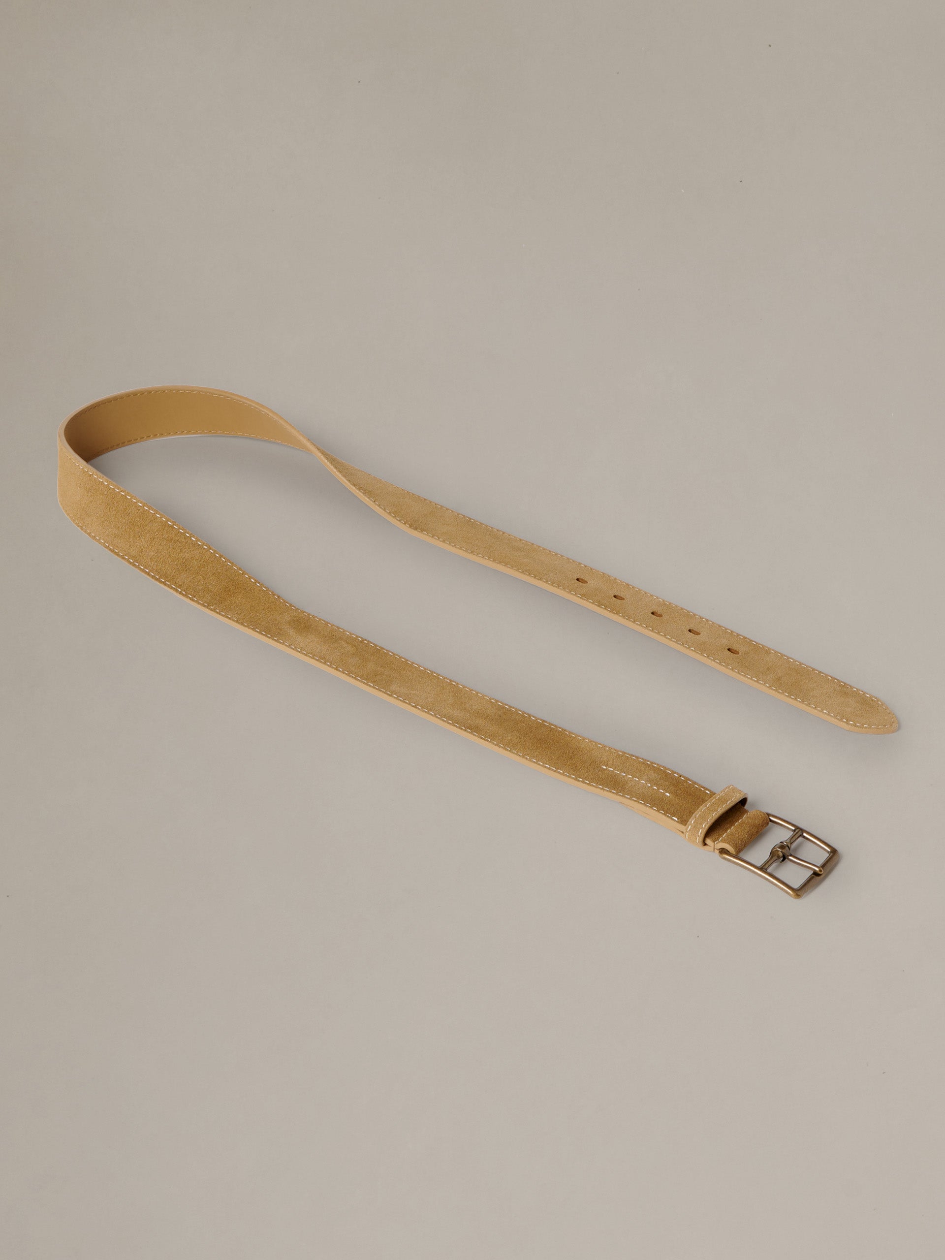 Suede Belt by J.McLaughlin in soft tan suede with a silver buckle for effortless everyday style and timeless appeal