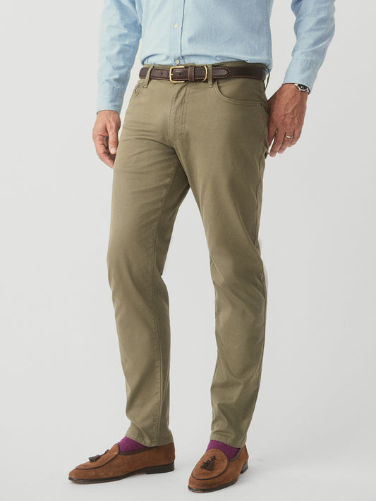 J.McLaughlin Parker pants in olive made with stretch cotton twill.