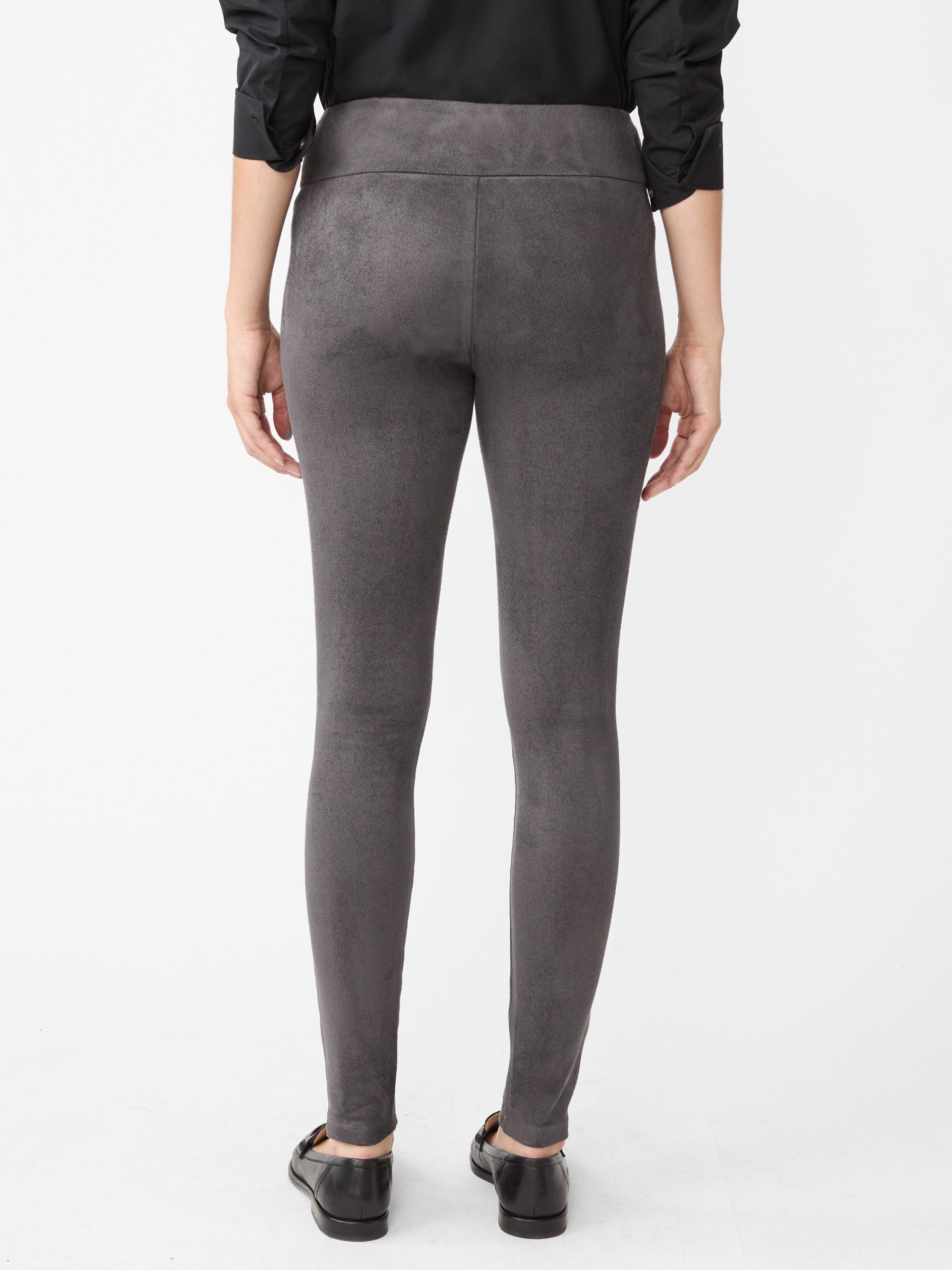 J.McLaughlin Suri leggings in dark charcoal made with faux suede.