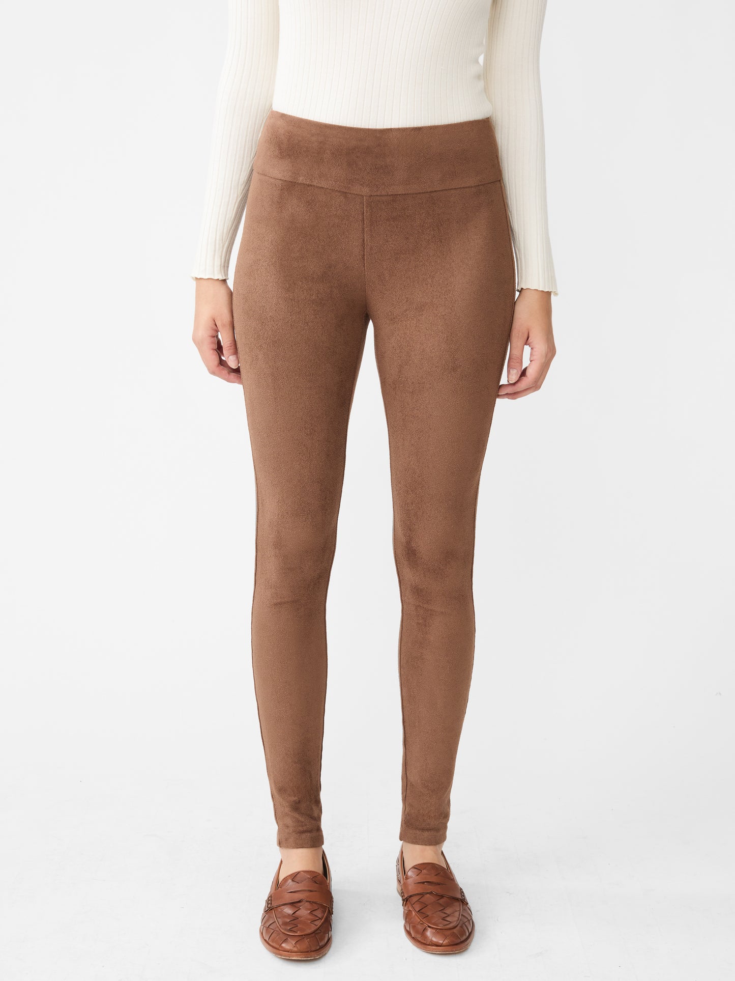 J.McLaughlin Suri leggings in hazelnut made with faux suede.