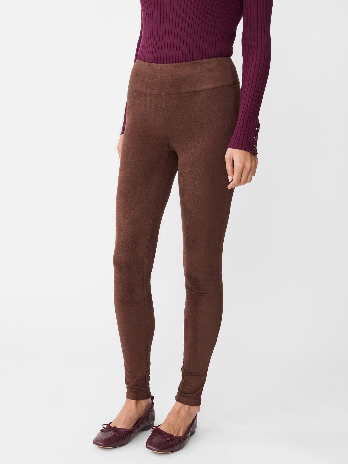 J.McLaughlin Suri leggings in mocha made with faux suede.