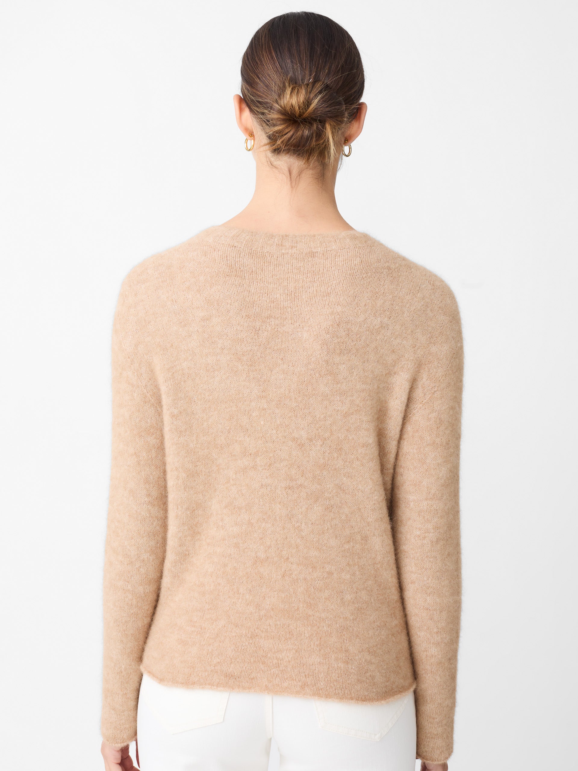 J.McLaughlin Tenley sweater in heather camel made from an alpaca and wool blend.