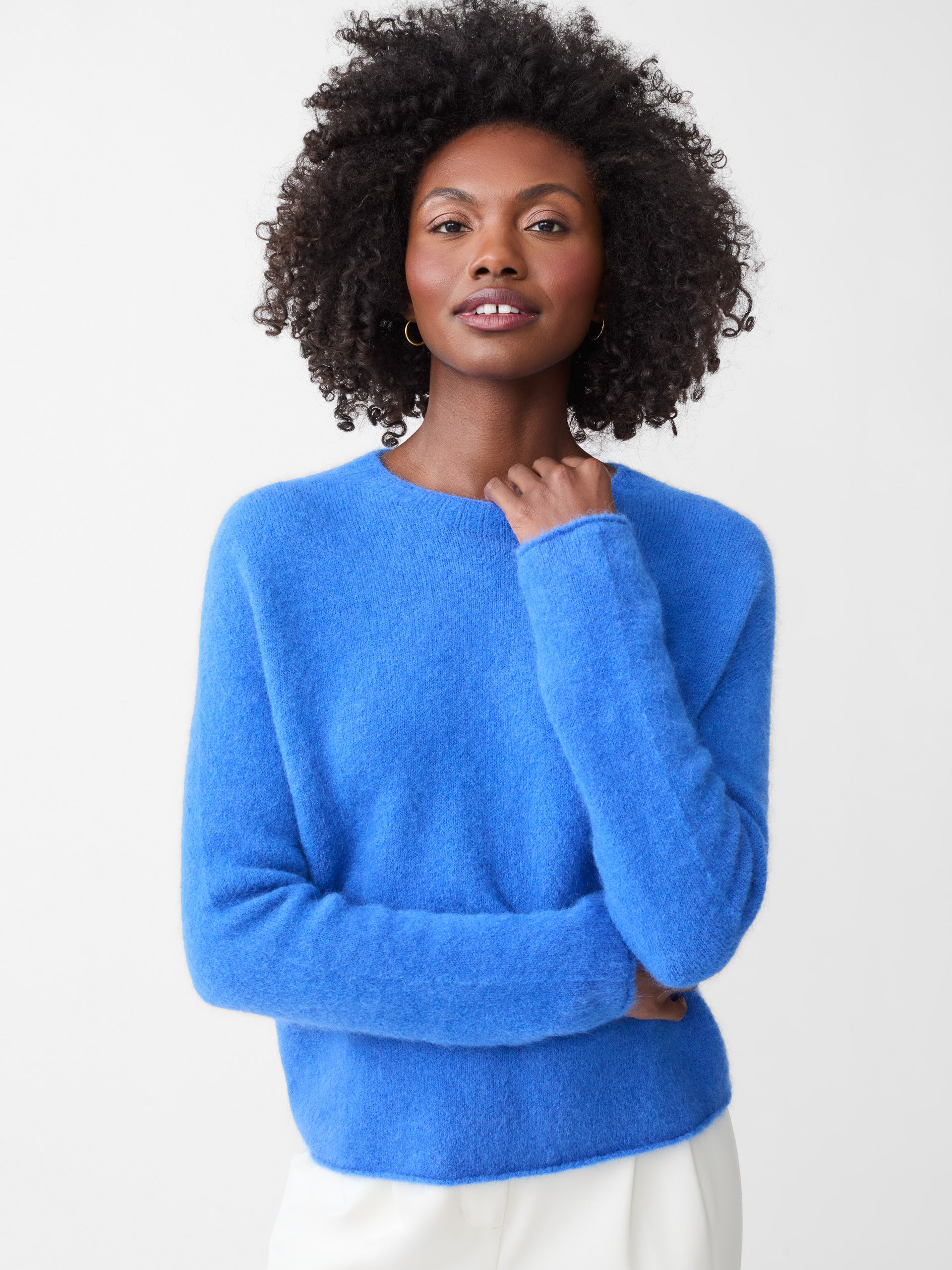 J.McLaughlin Tenley sweater in french blue made from an alpaca and wool blend.