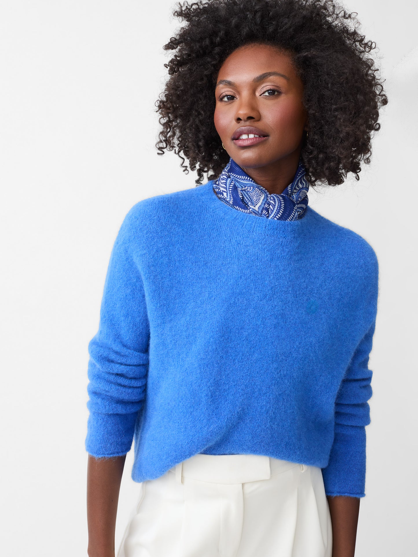 J.McLaughlin Tenley sweater in french blue made from an alpaca and wool blend.