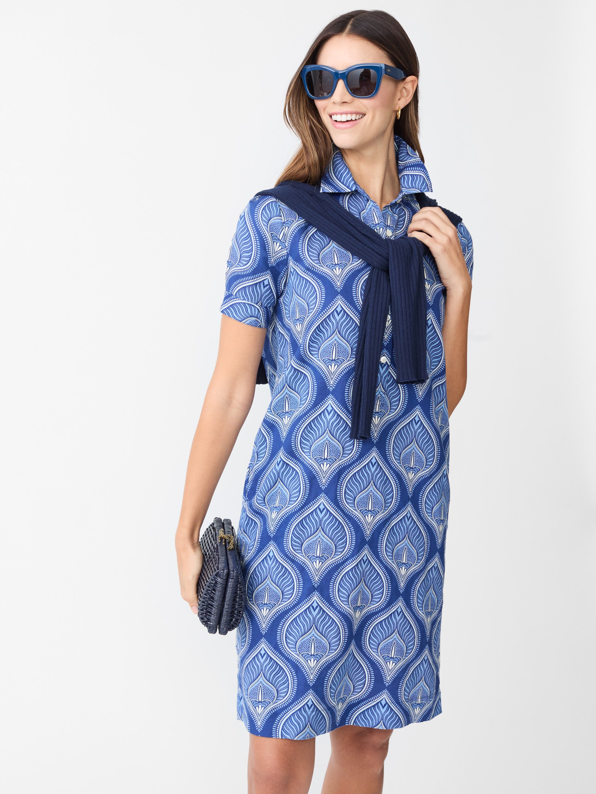 J.McLaughlin Teresa dress in blue/cornwall made with Linen.