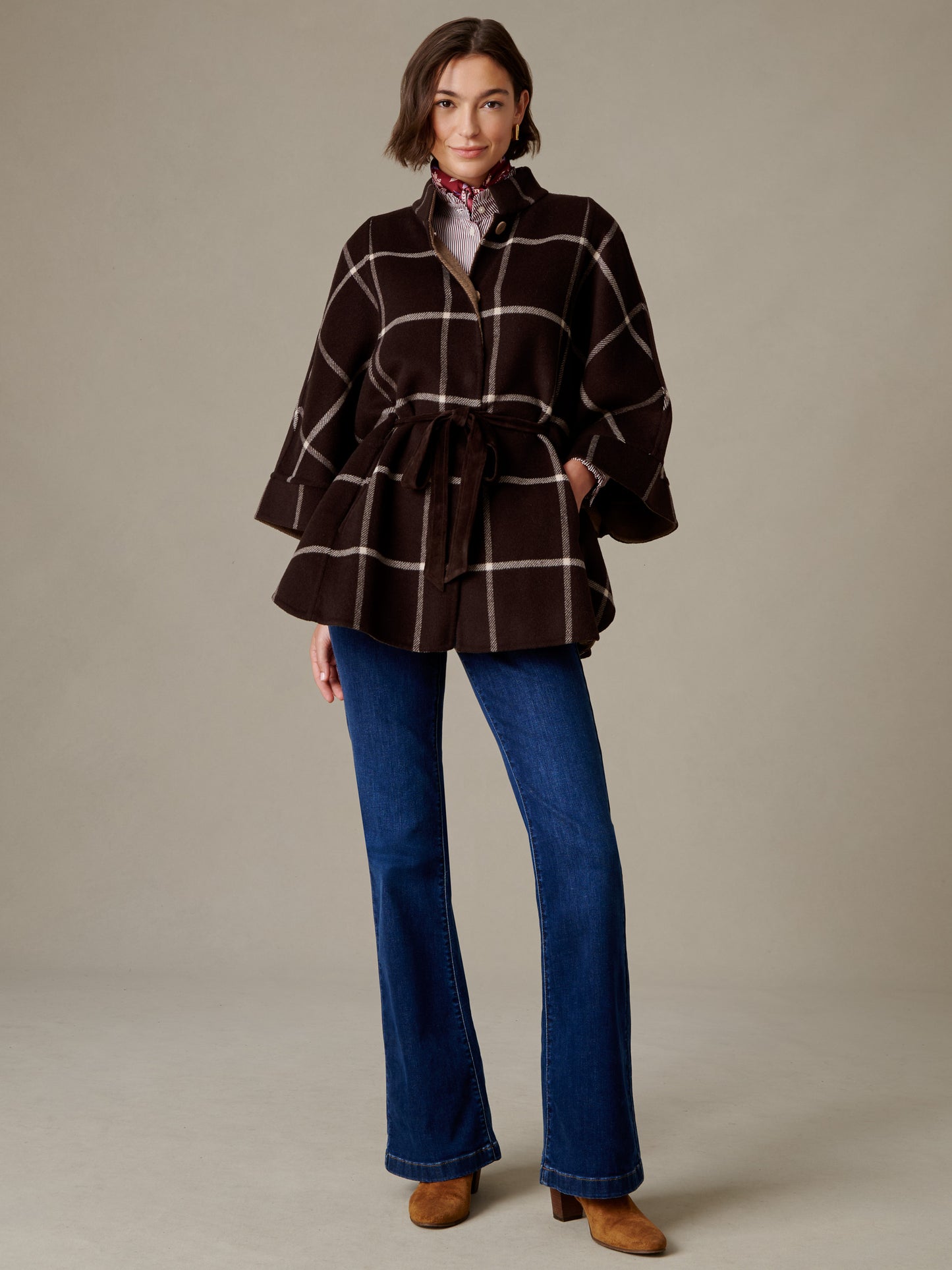 Terin Poncho in Plaid