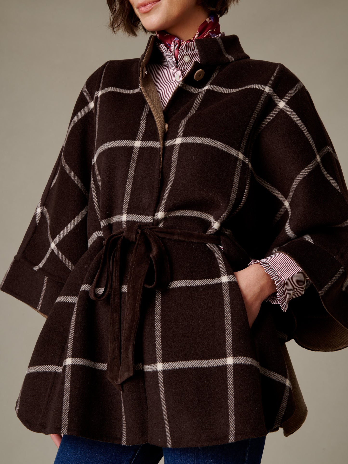 Terin Poncho in Plaid