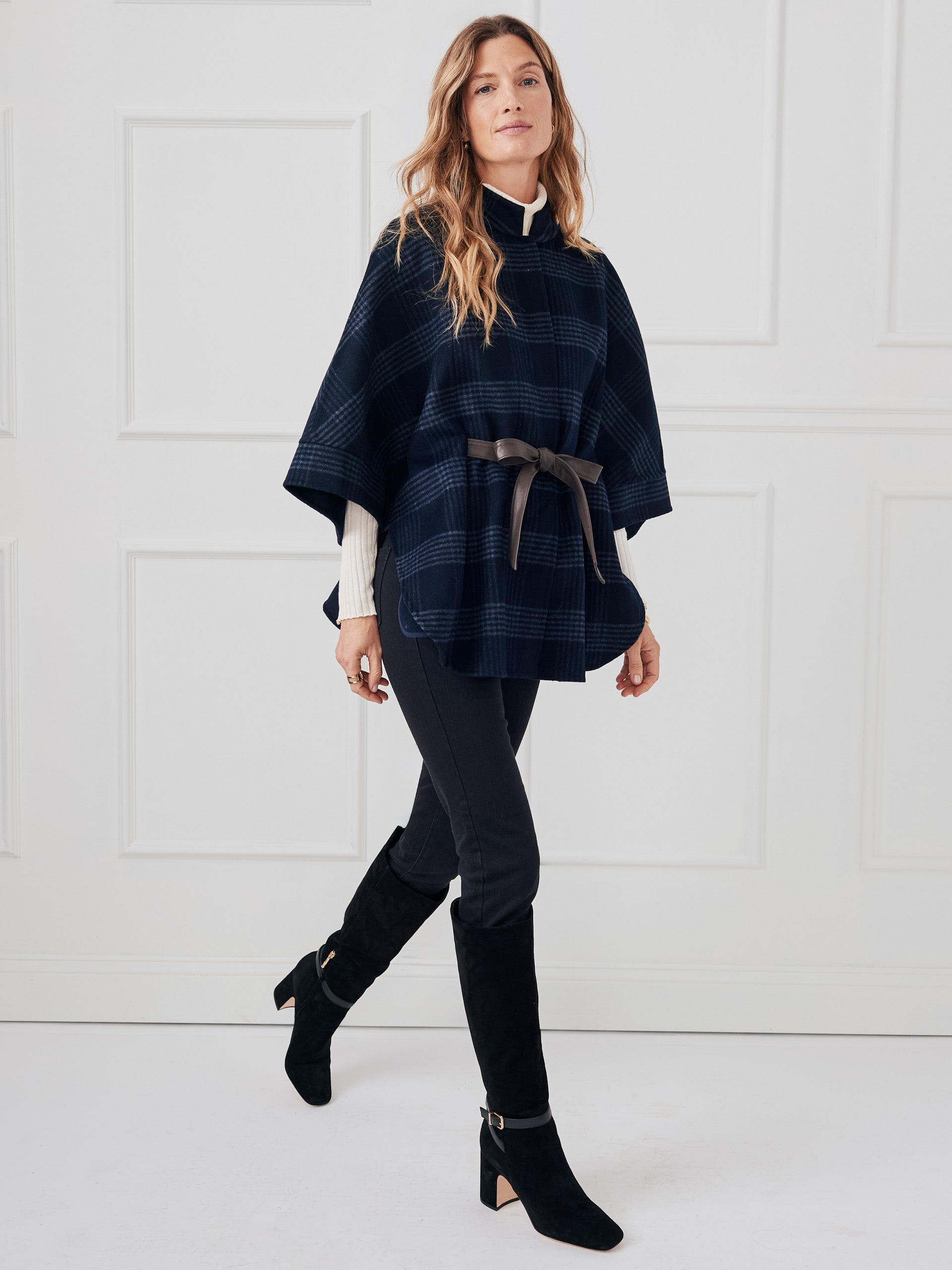 J.McLaughlin Terin ponchos in dark navy made with wool/viscose.