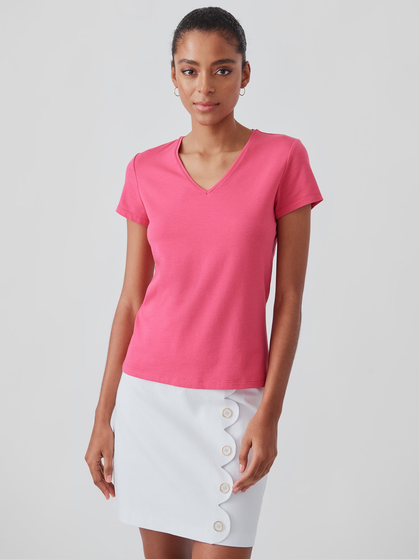 J.McLaughlin Terrine tee in tropical pink made with cotton/modal.
