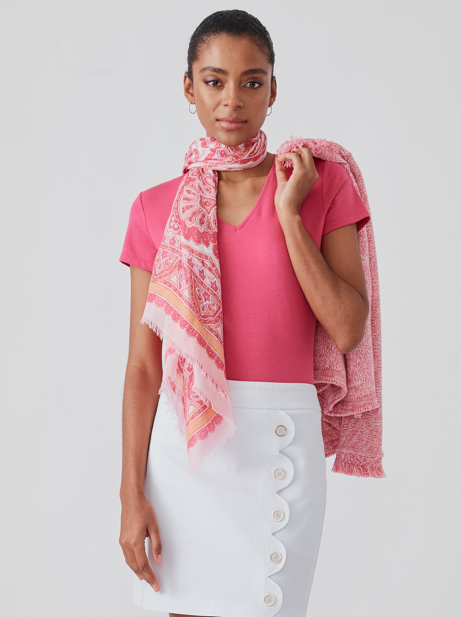 J.McLaughlin Terrine tee in tropical pink made with cotton/modal.