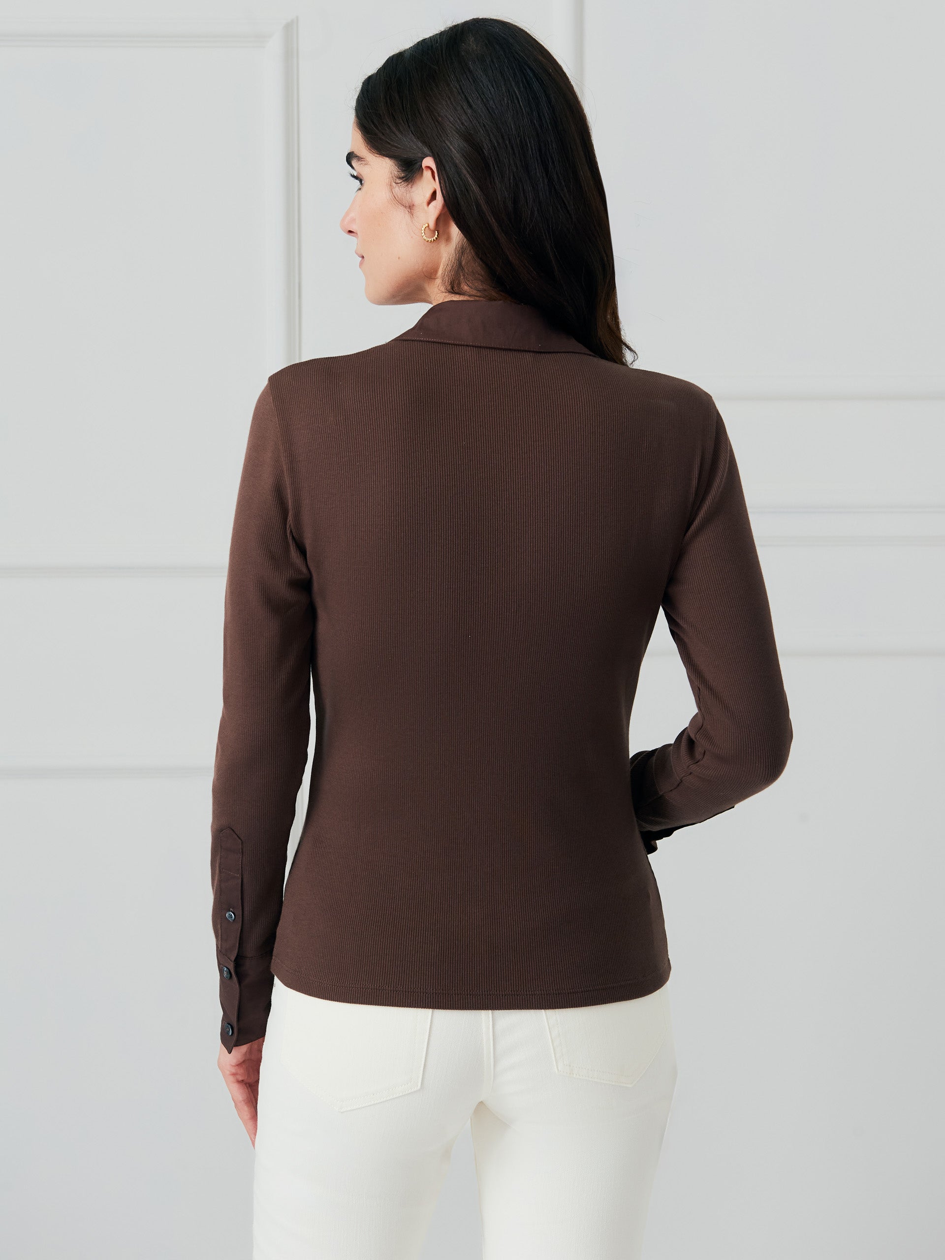 J.McLaughlin Theodora top in brown made with cotton. 