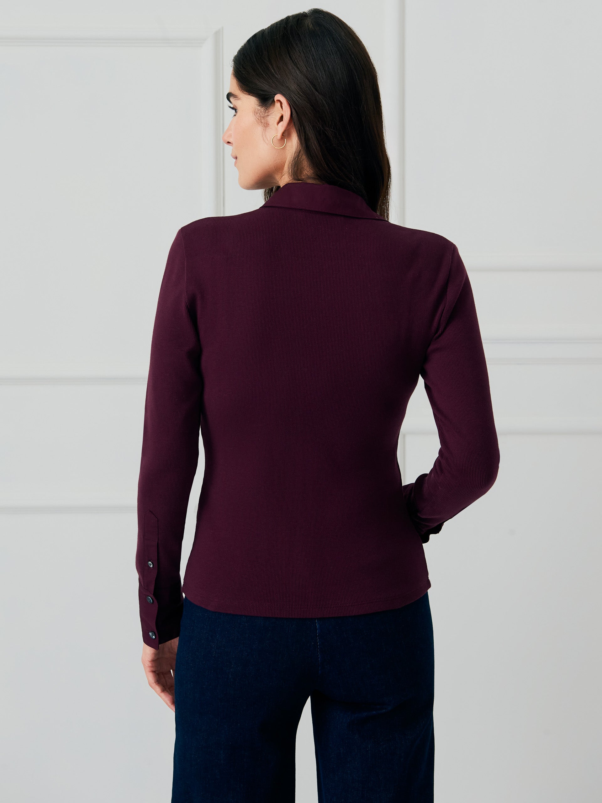 J.McLaughlin Theodora top in merlot made with cotton. 