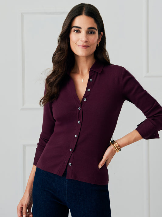J.McLaughlin Theodora top in merlot made with cotton. 