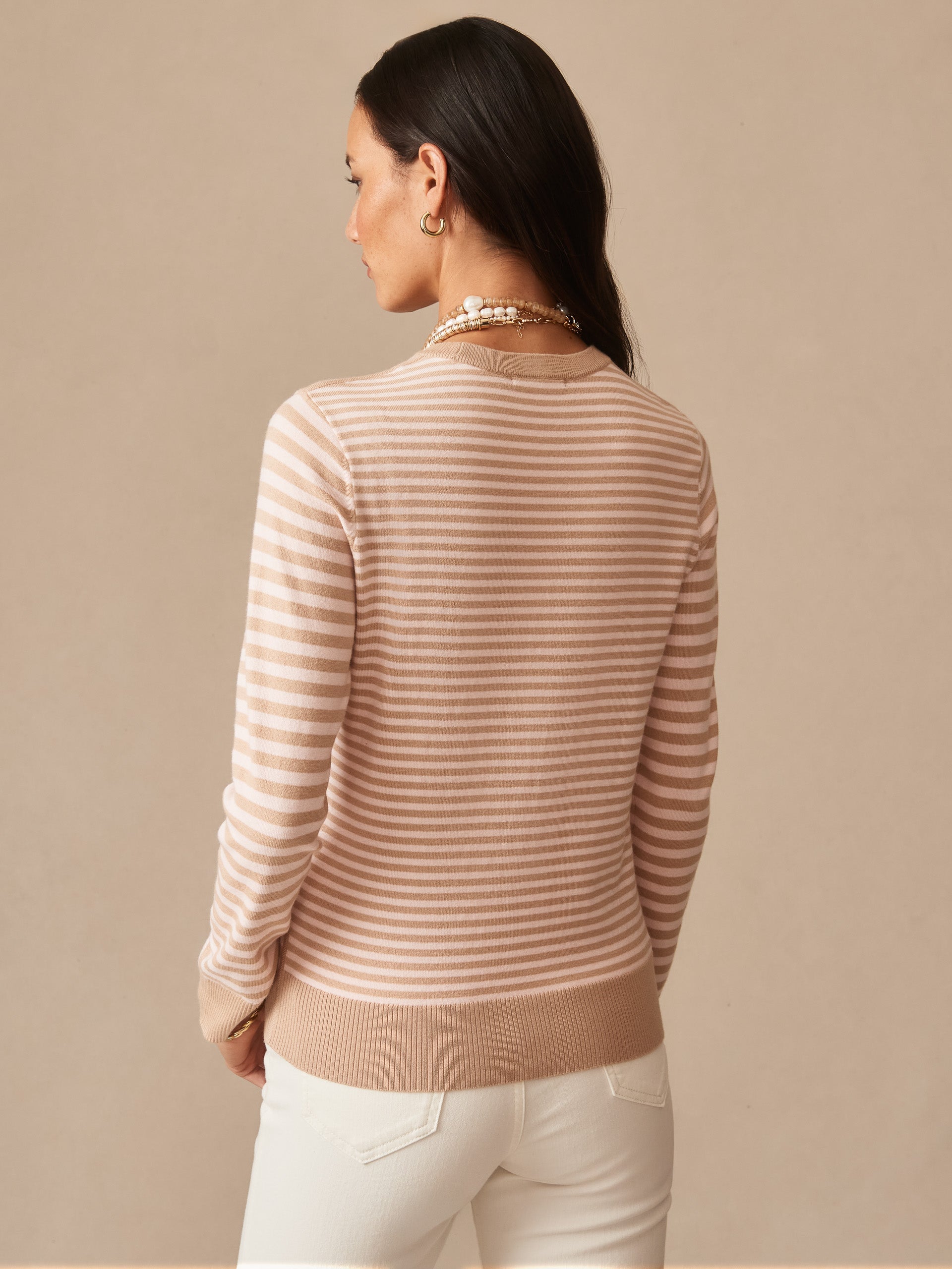 J.mclaughlin tierney sweater in khaki/pink made with cotton