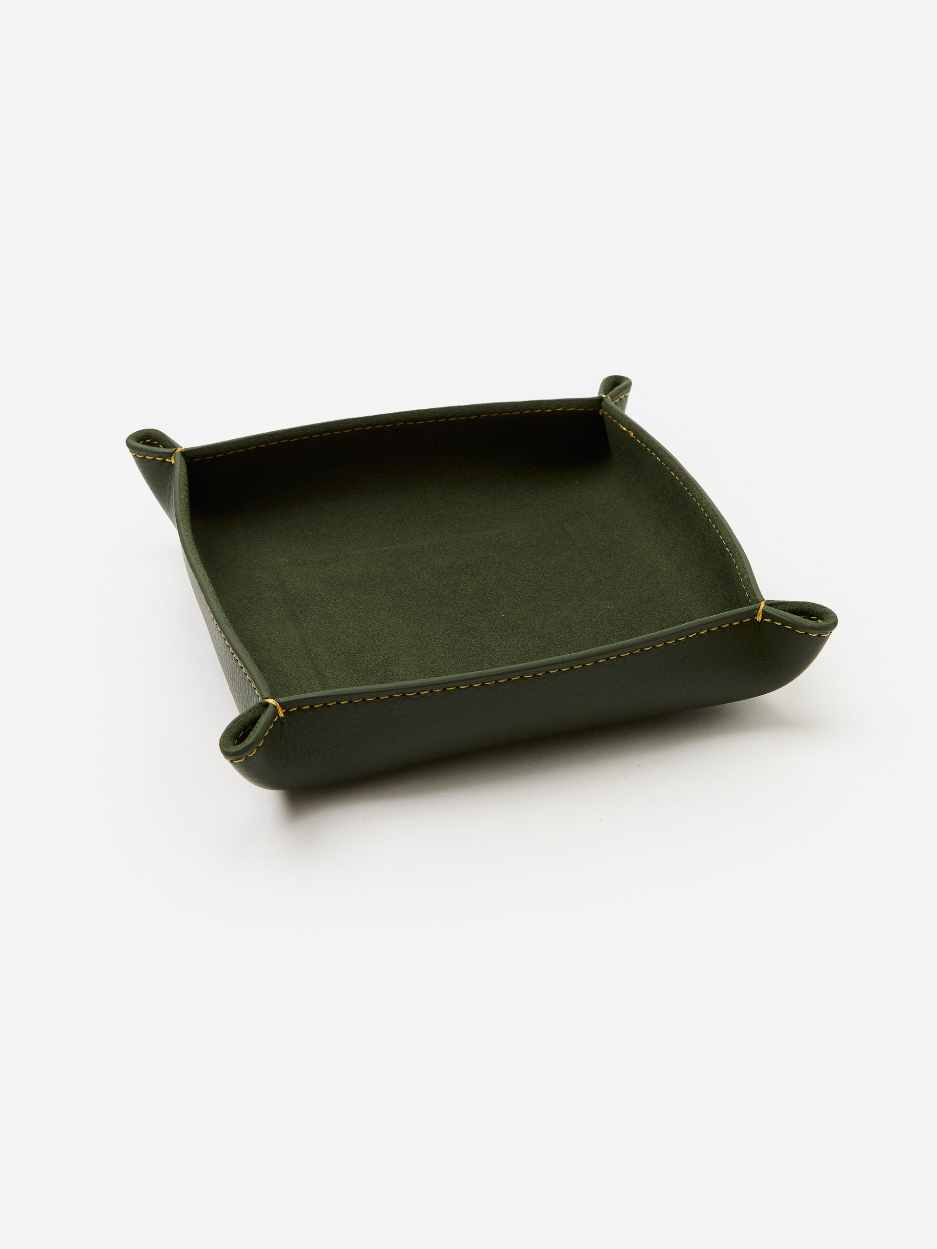 J.McLaughlin Trinket tray in green made with leather.