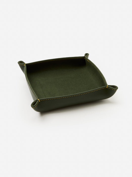J.McLaughlin Trinket tray in green made with leather.