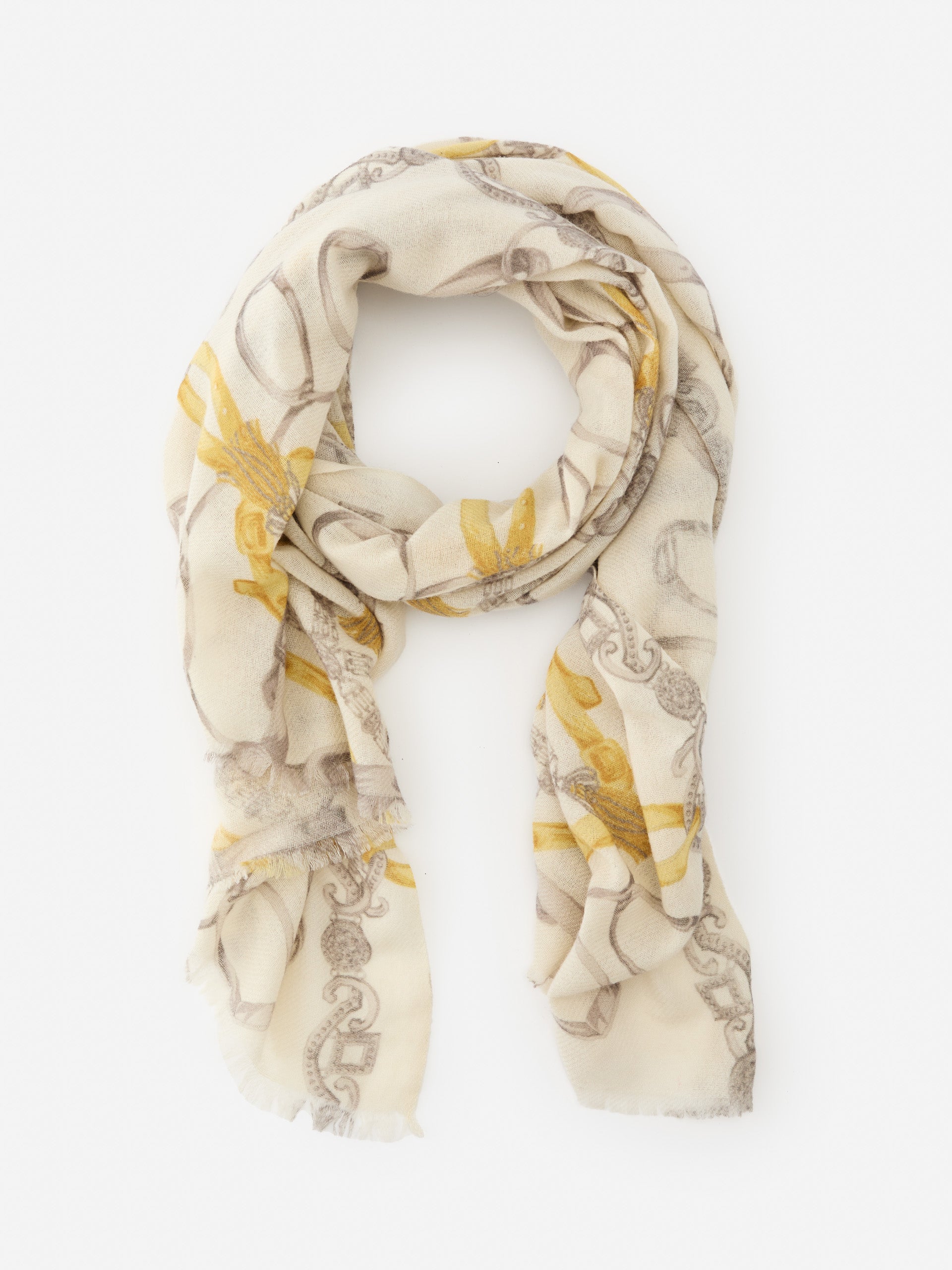 J.McLaughlin Tunis scarf in off white/silver made with wool.