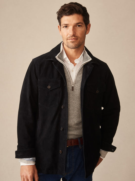 J.McLaughlin Fieldstojn jacket in navy made with suede