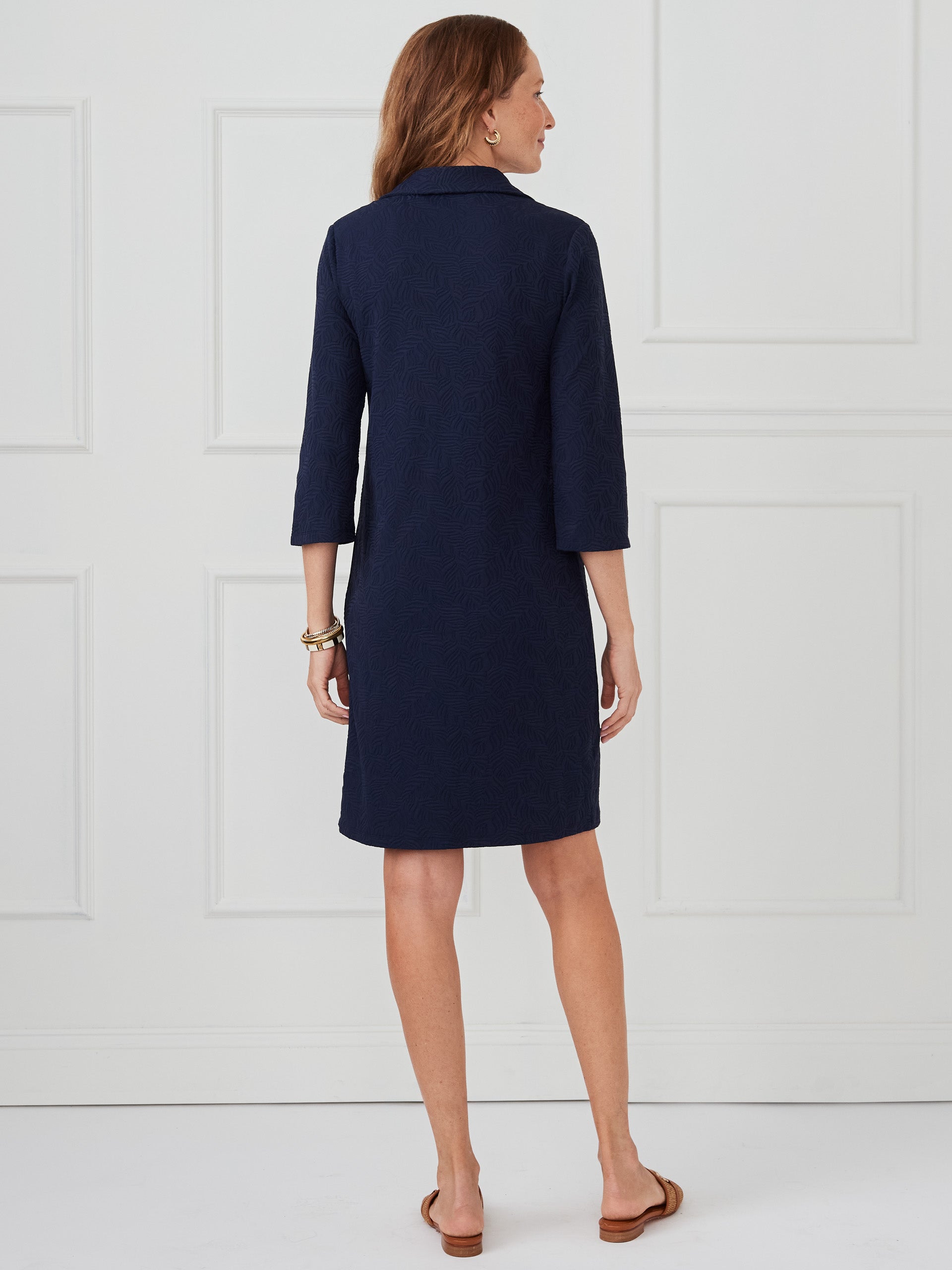 J.McLaughlin Tyler dress in navy made with catalina cloth.