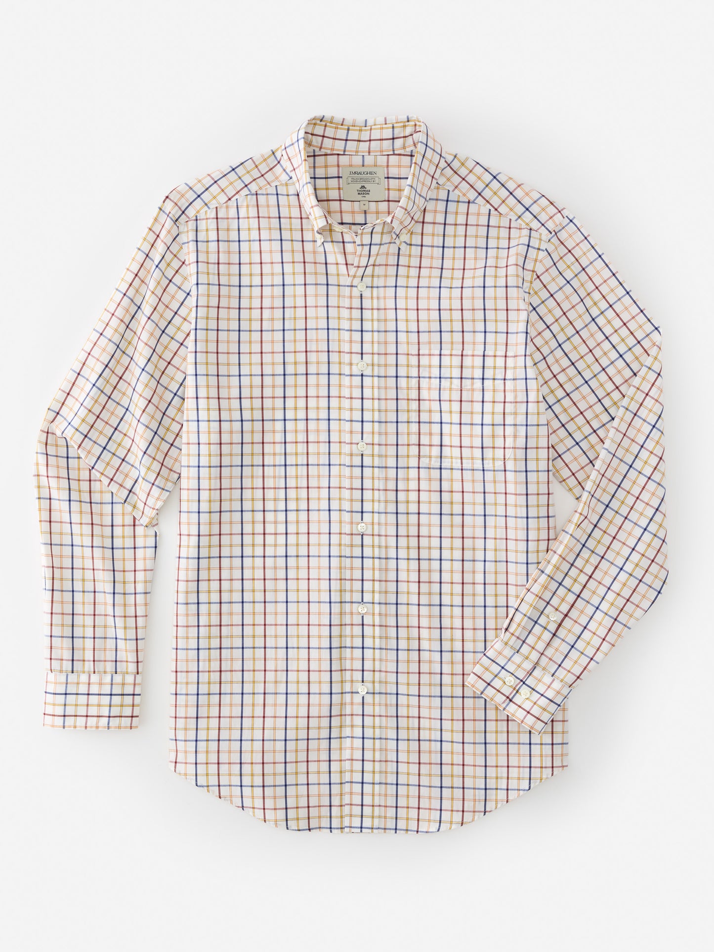 J.McLaughlin University shirt in claret/marine/ivory made with cotton.