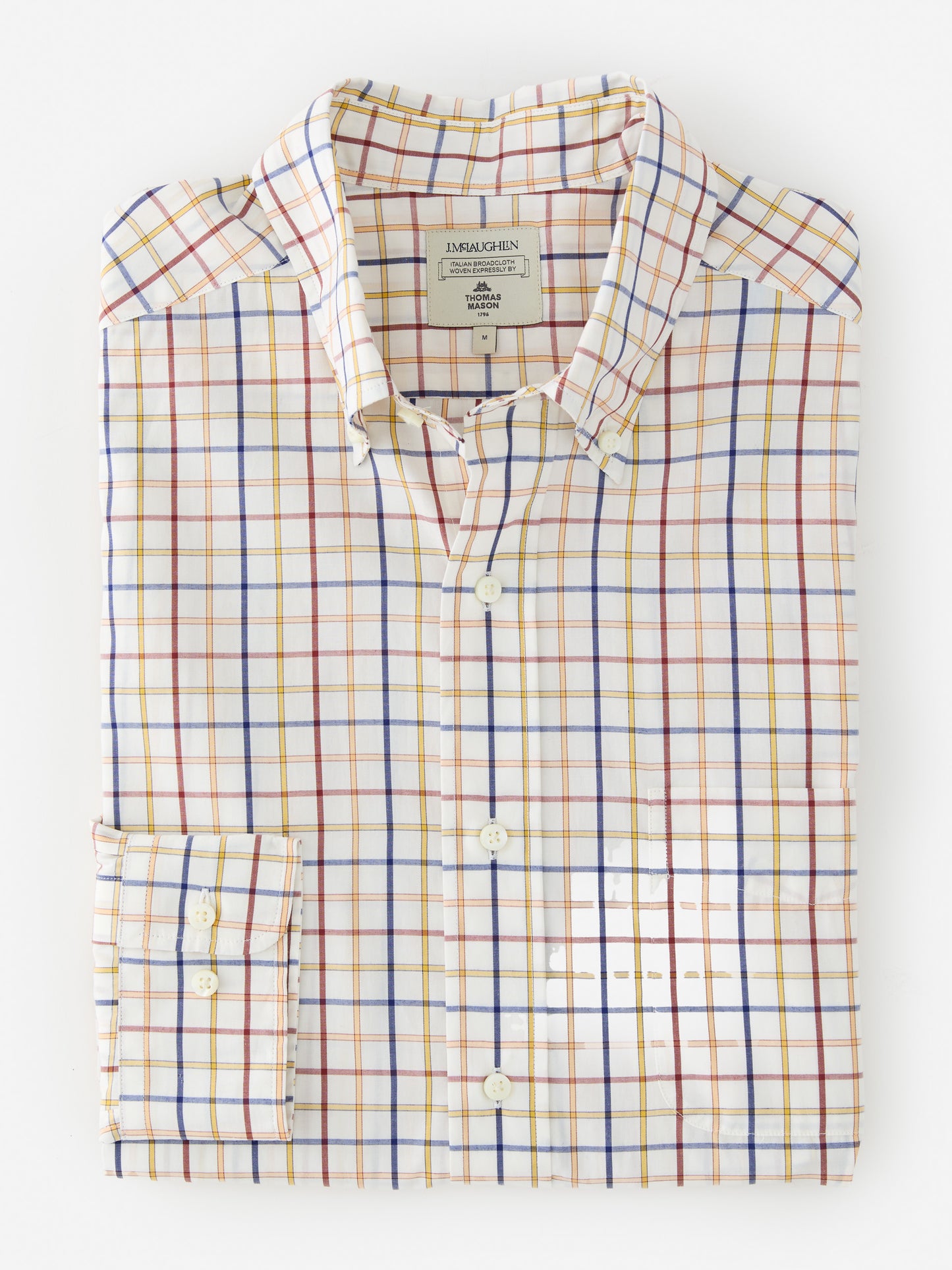 J.McLaughlin University shirt in claret/marine/ivory made with cotton.