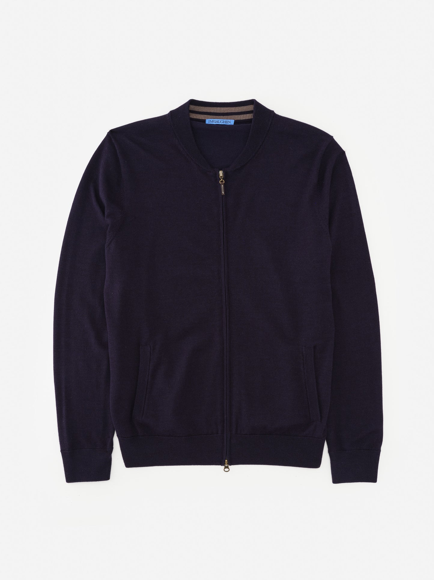 J.McLaughlin Varsity cardigan in navy made with merino wool