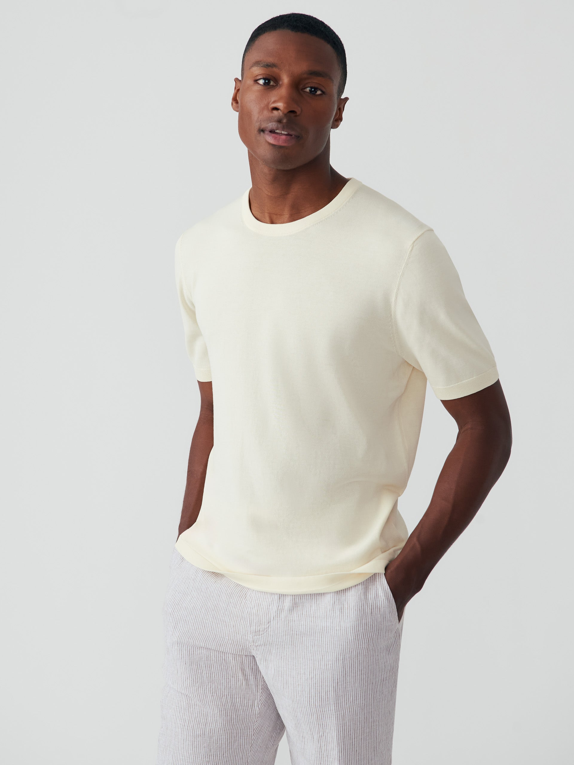 J.McLaughlin Ventura sweater tee in egret white made with cotton.