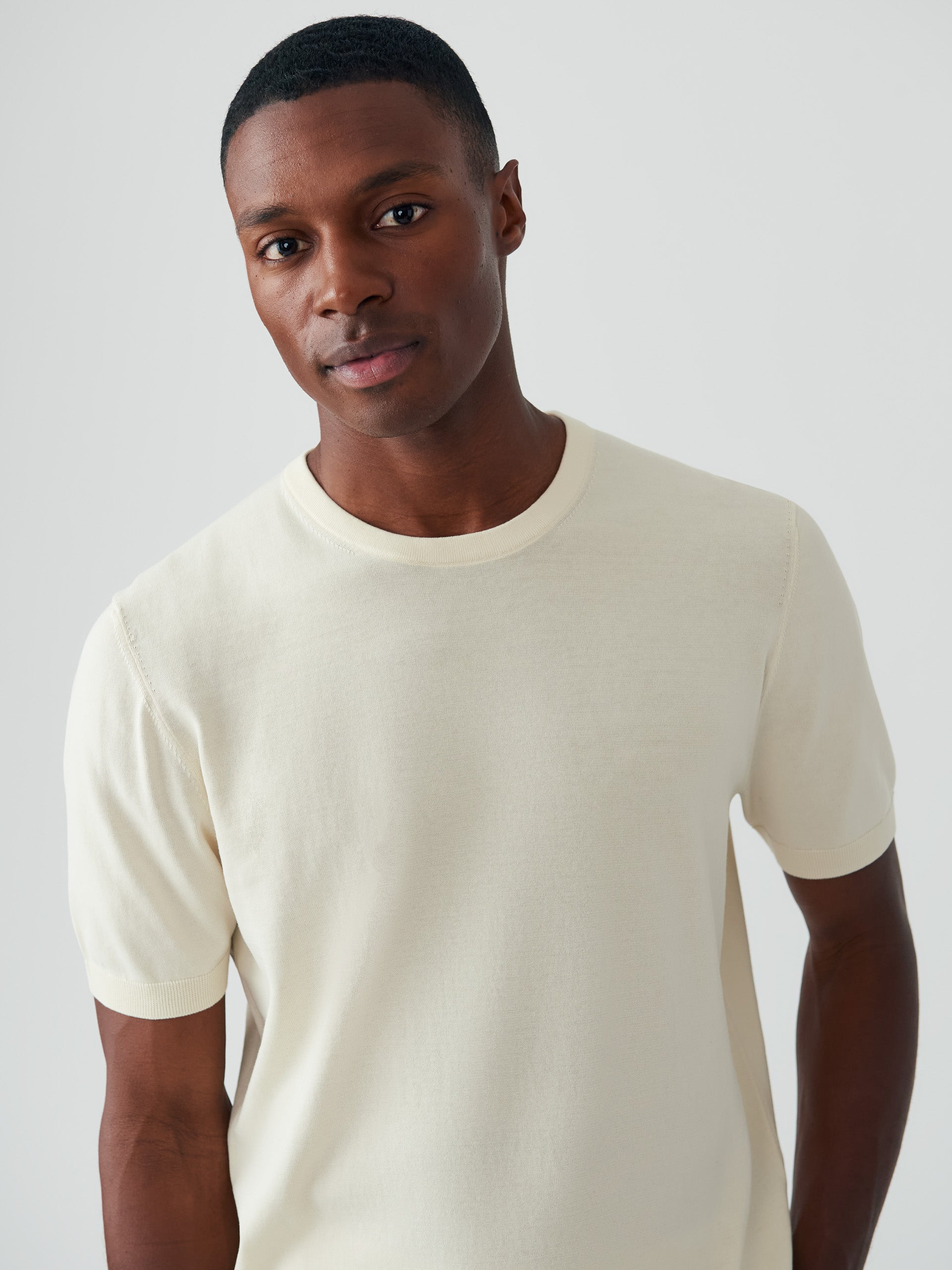 J.McLaughlin Ventura sweater tee in egret white made with cotton.