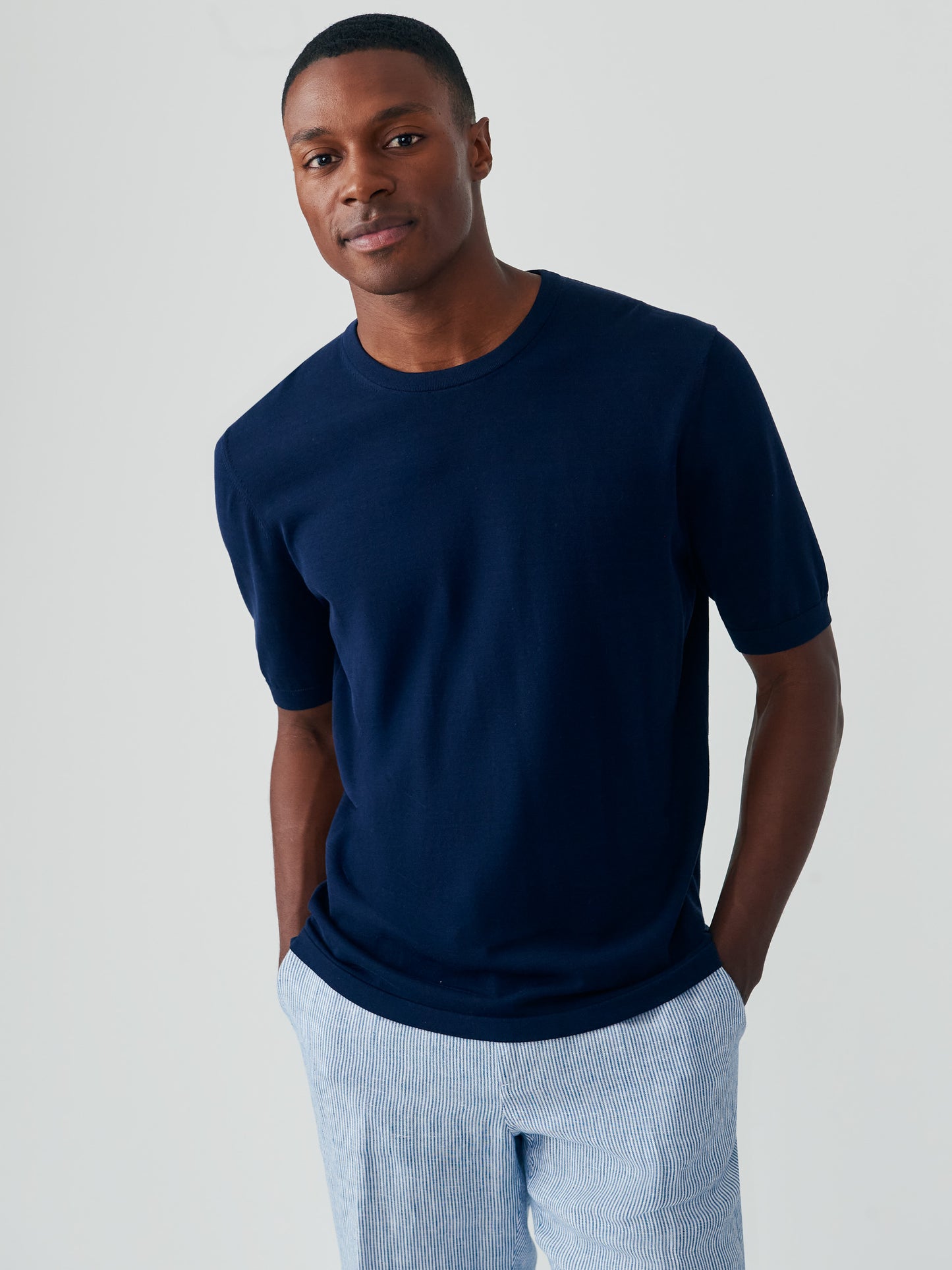J.McLaughlin Ventura sweater tee in navy made with cotton.