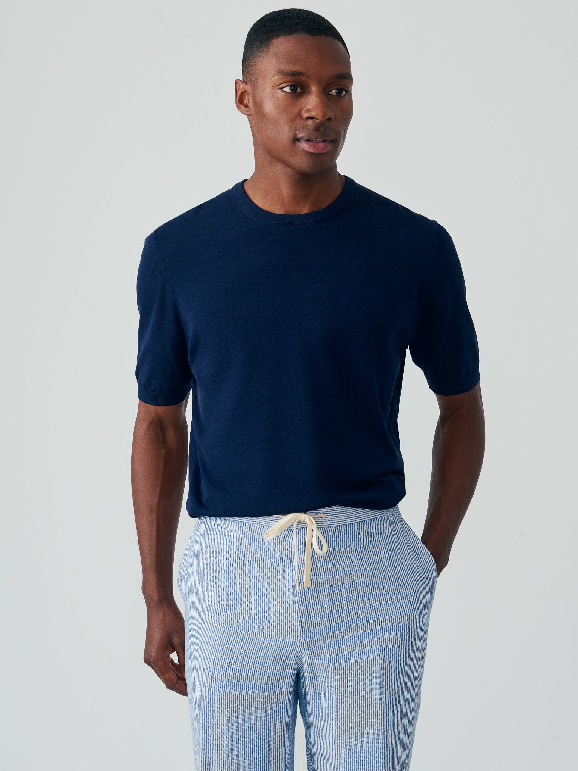J.McLaughlin Ventura sweater tee in navy made with cotton.