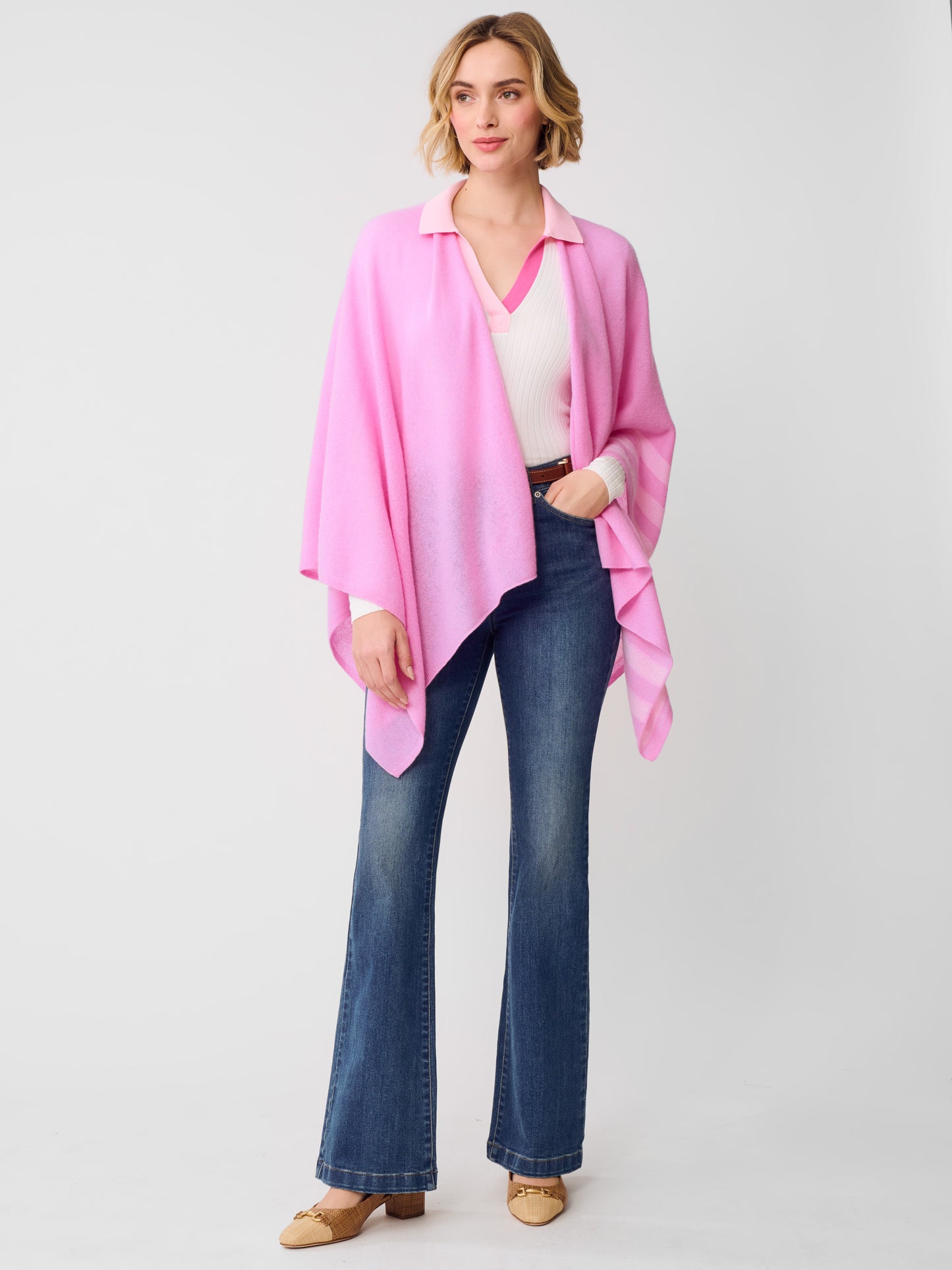 J.McLaughlin Veronique shawl in pink/light pink made with Cashmere.