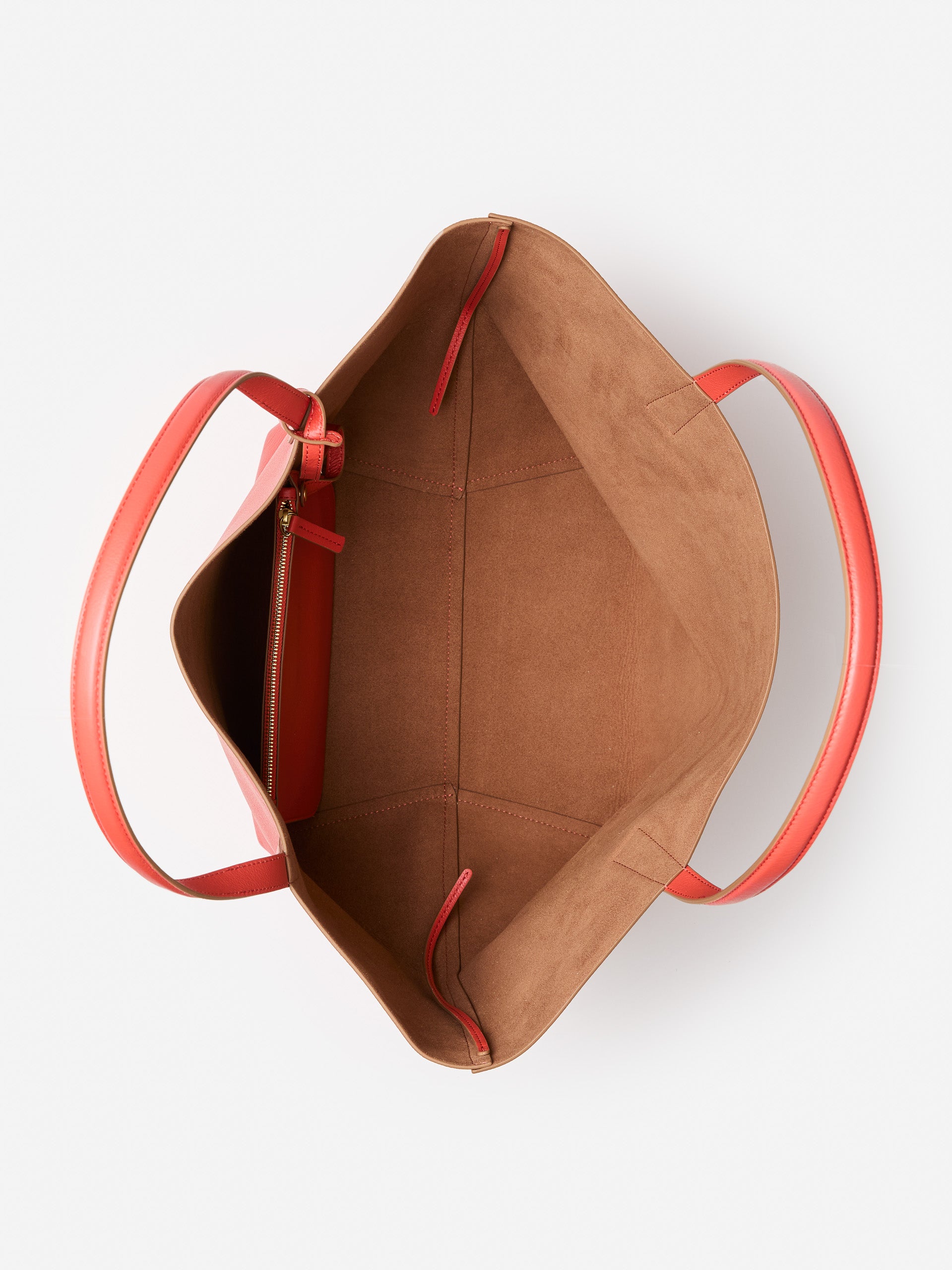 J.McLaughlin Vika tote bag in coral made with leather.