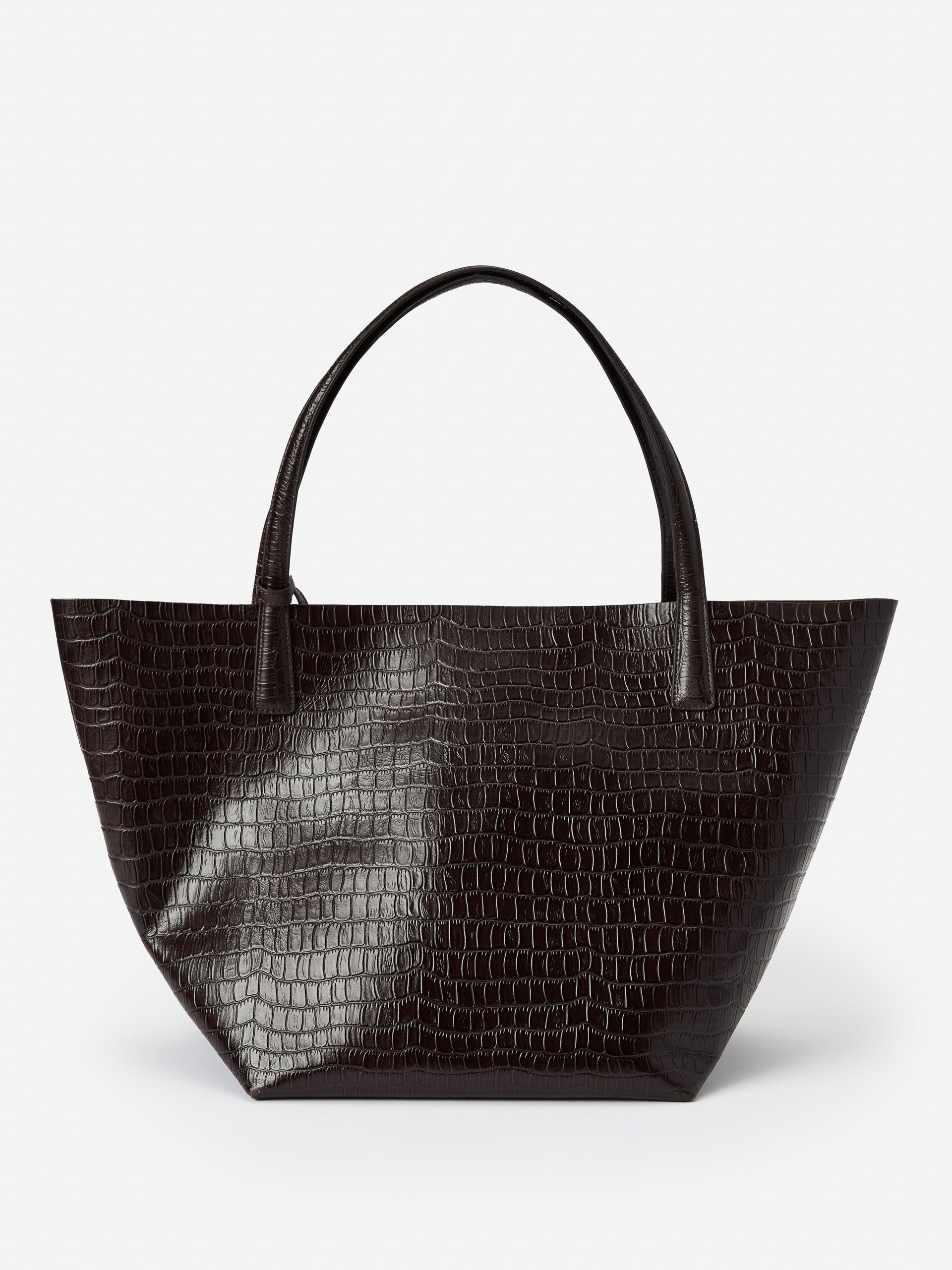 J.McLaughlin Vika tote in dark brown made with crocodile. 