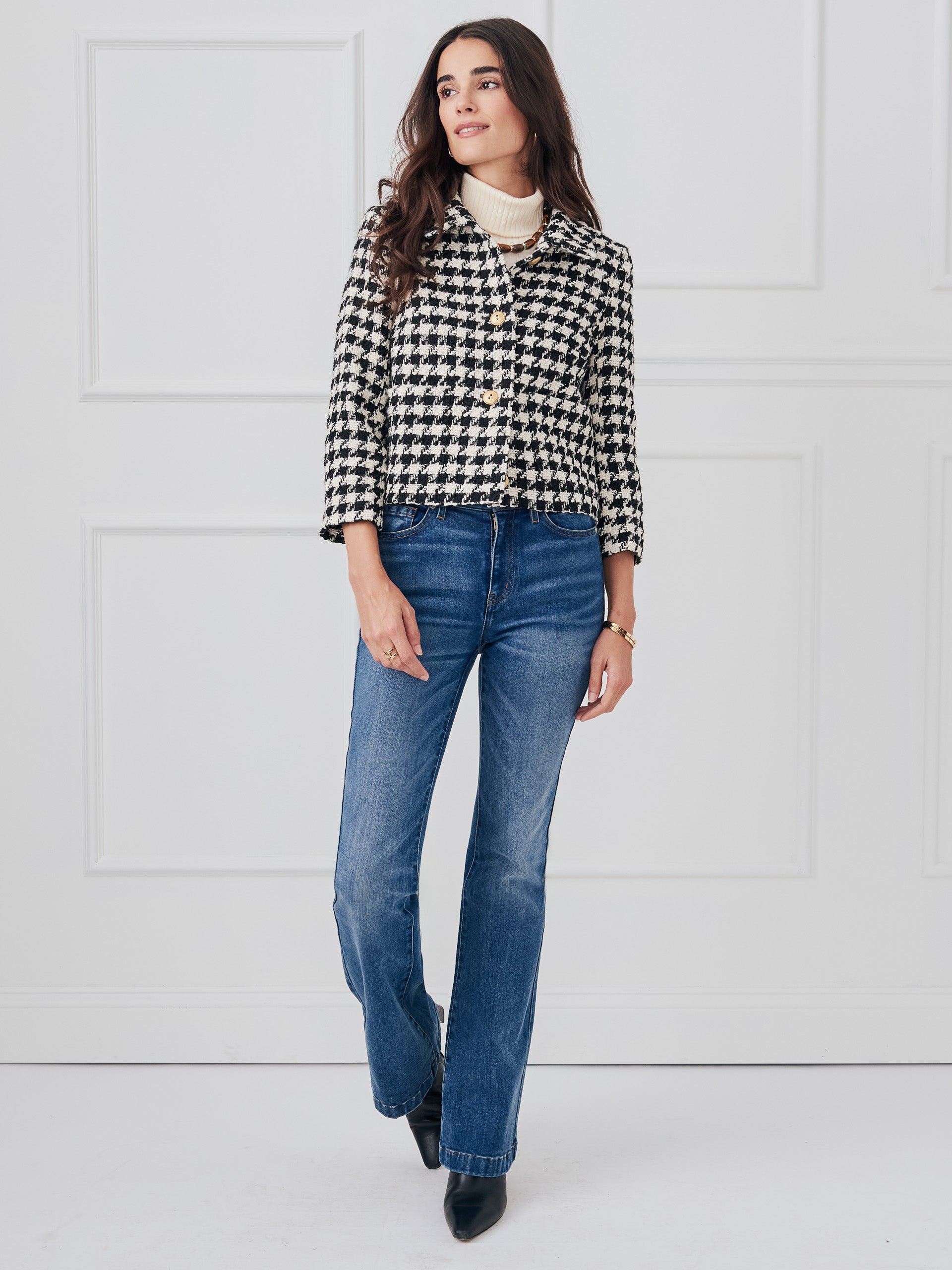 J.McLaughlin Violette jacket in black/white made with wool/acrylic/polyester.