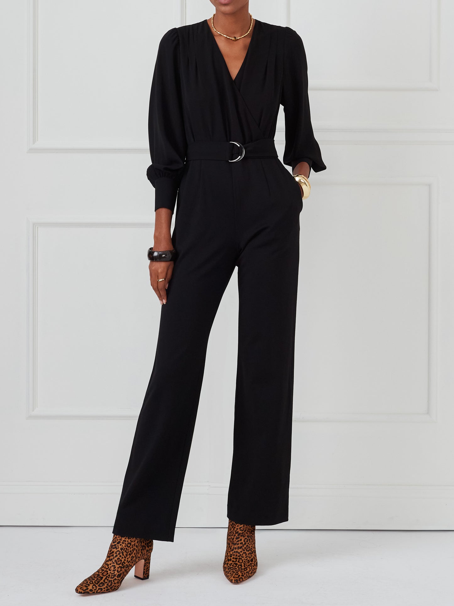 J.McLaughlin Vita jumpsuit in black made with rayon/nylon.